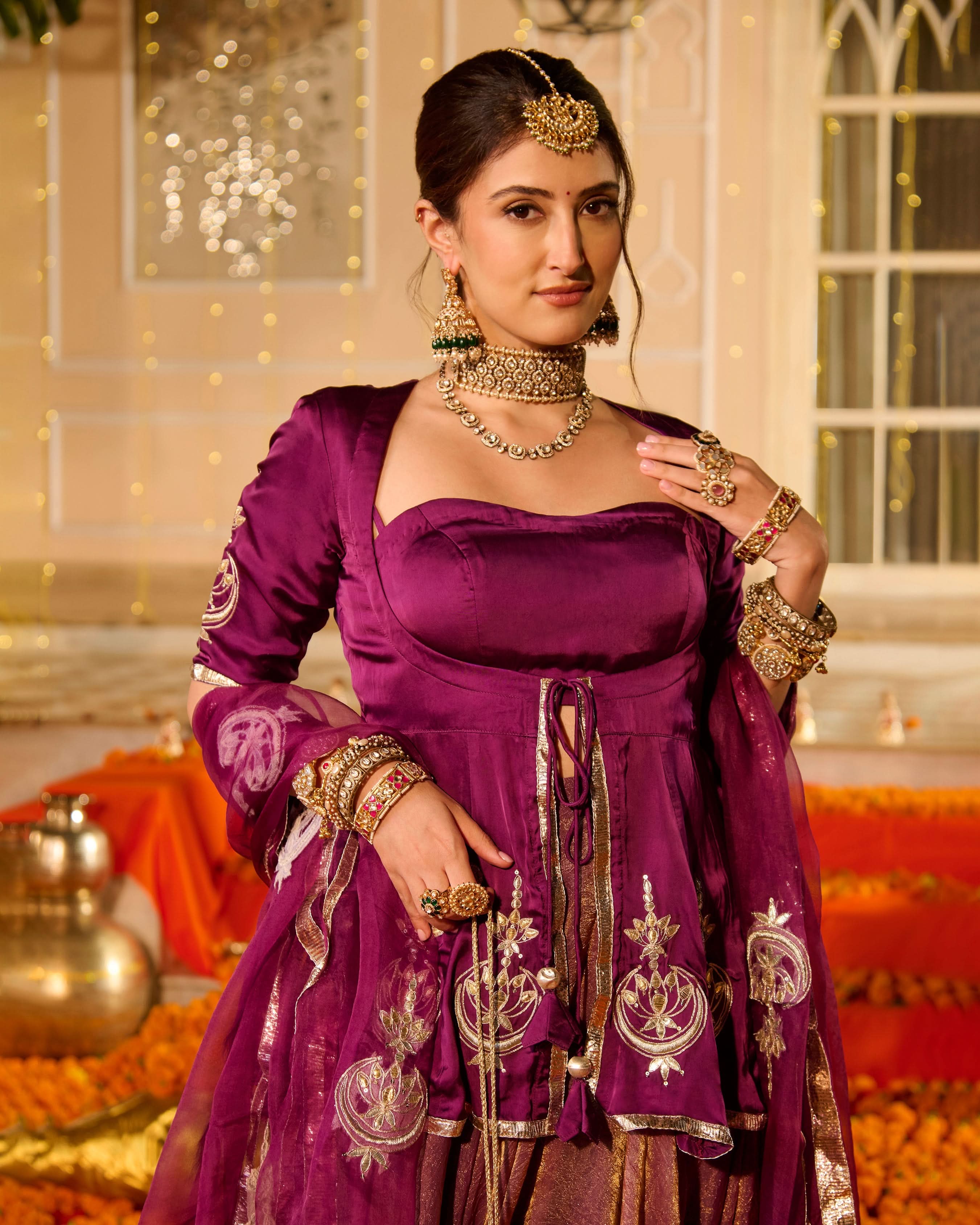 Kamal Purple Solid Satin Lehenga Set - Image 5