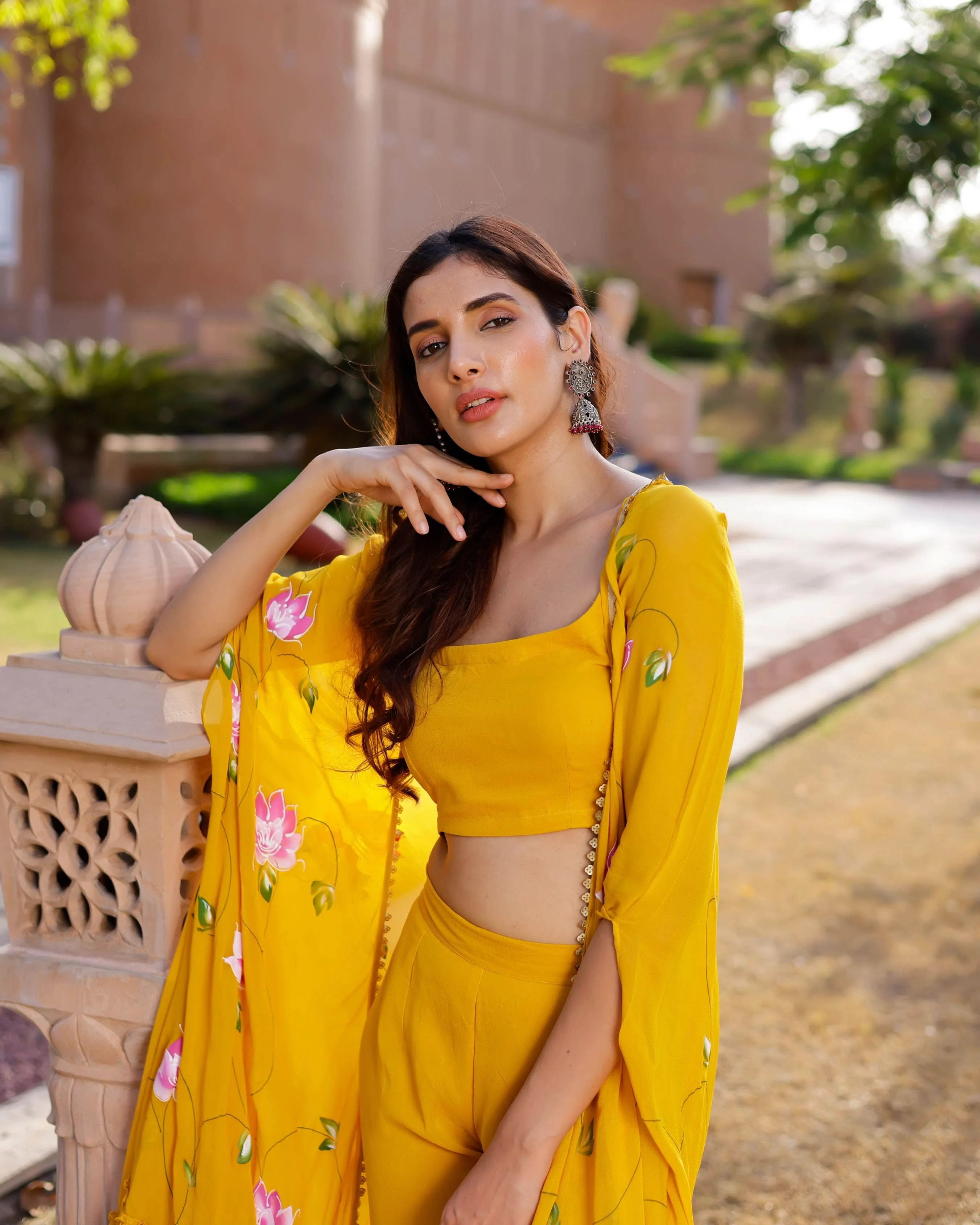 Kamlika Handpainted Georgette Cape Sharara set - Image 6
