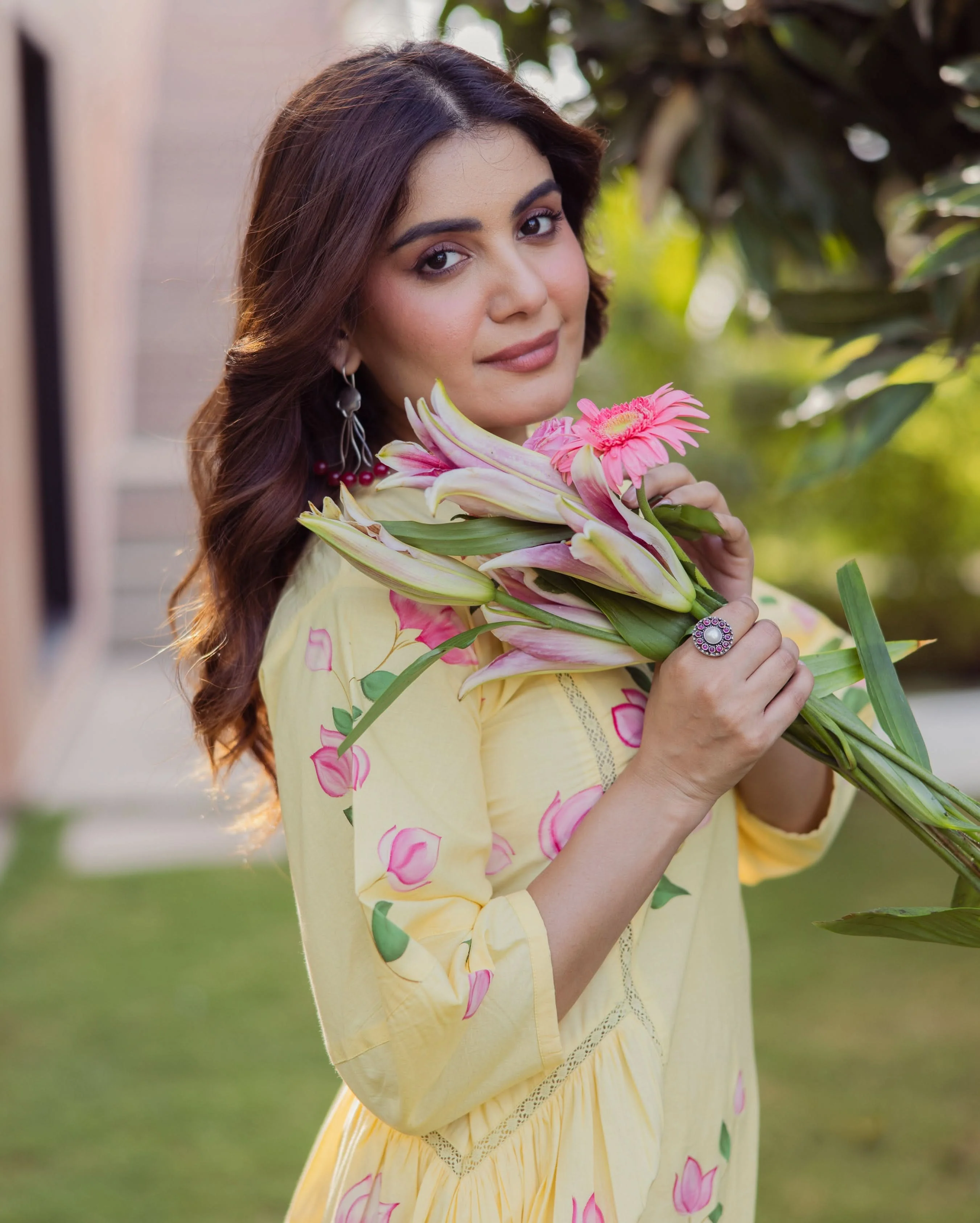 Kara Bloom Yellow Handpainted Cotton Dress - Image 8