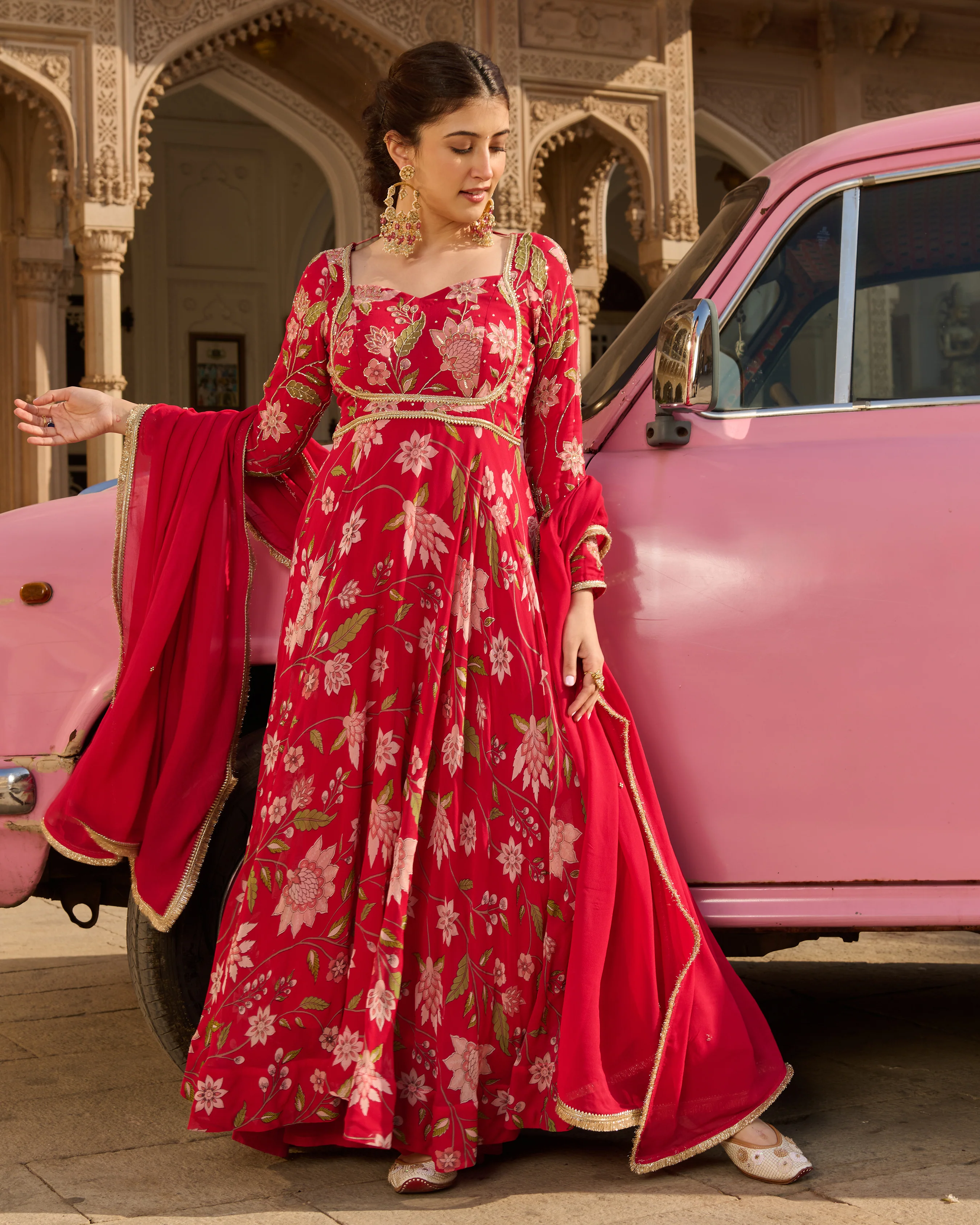 Kashish Pink Printed Georgette Suit Set - Image 3