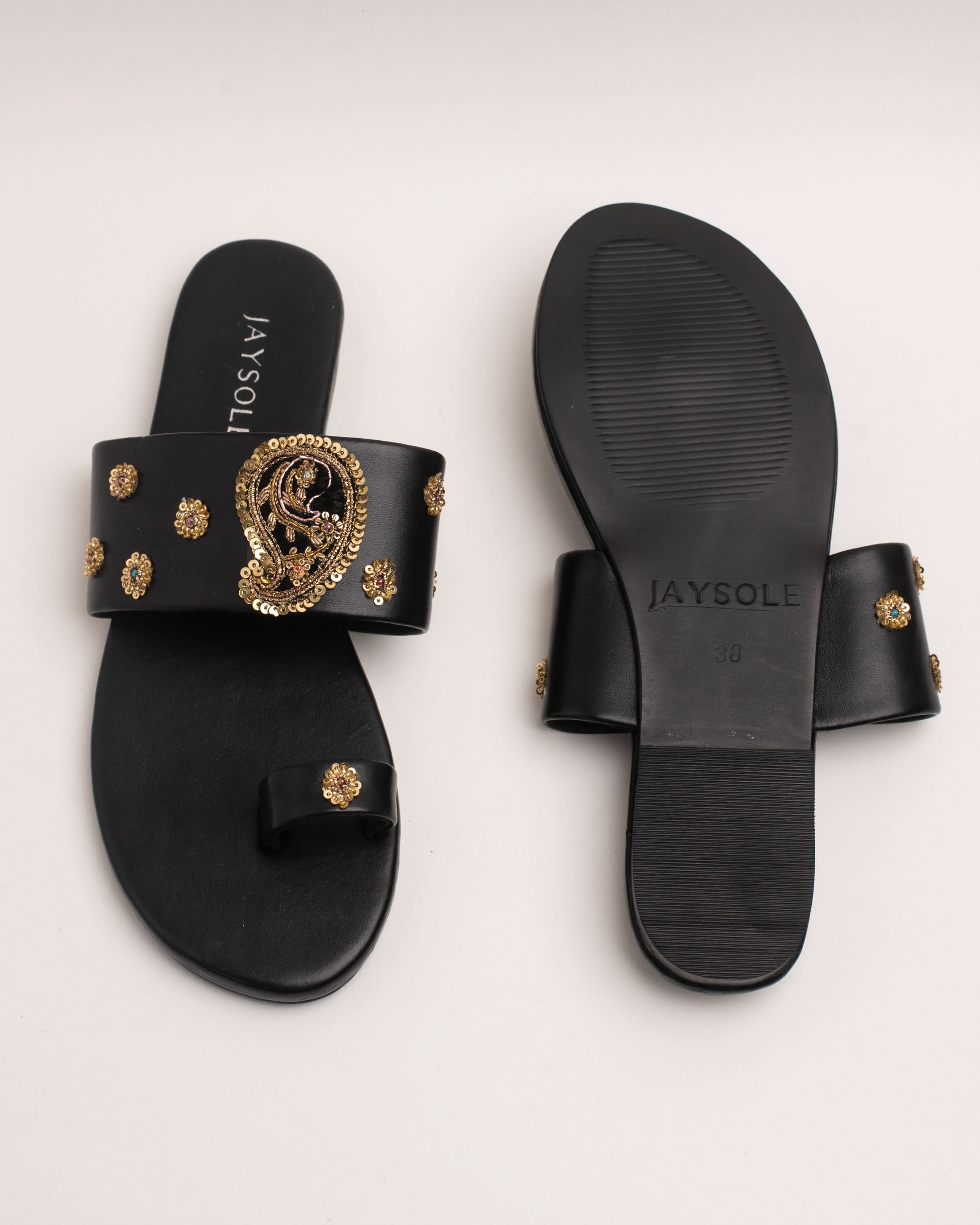 Koyal Black Handcrafted Flats - Image 5