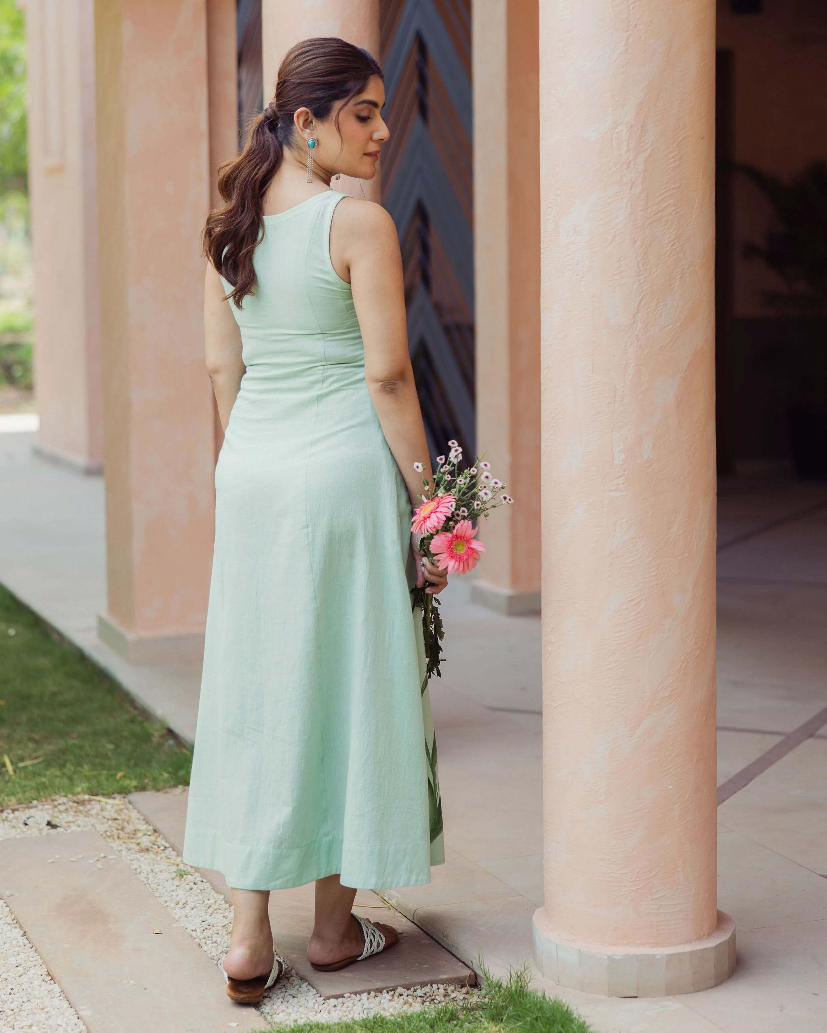 Kylie Sage Green Handpainted Flex Dress - Image 6