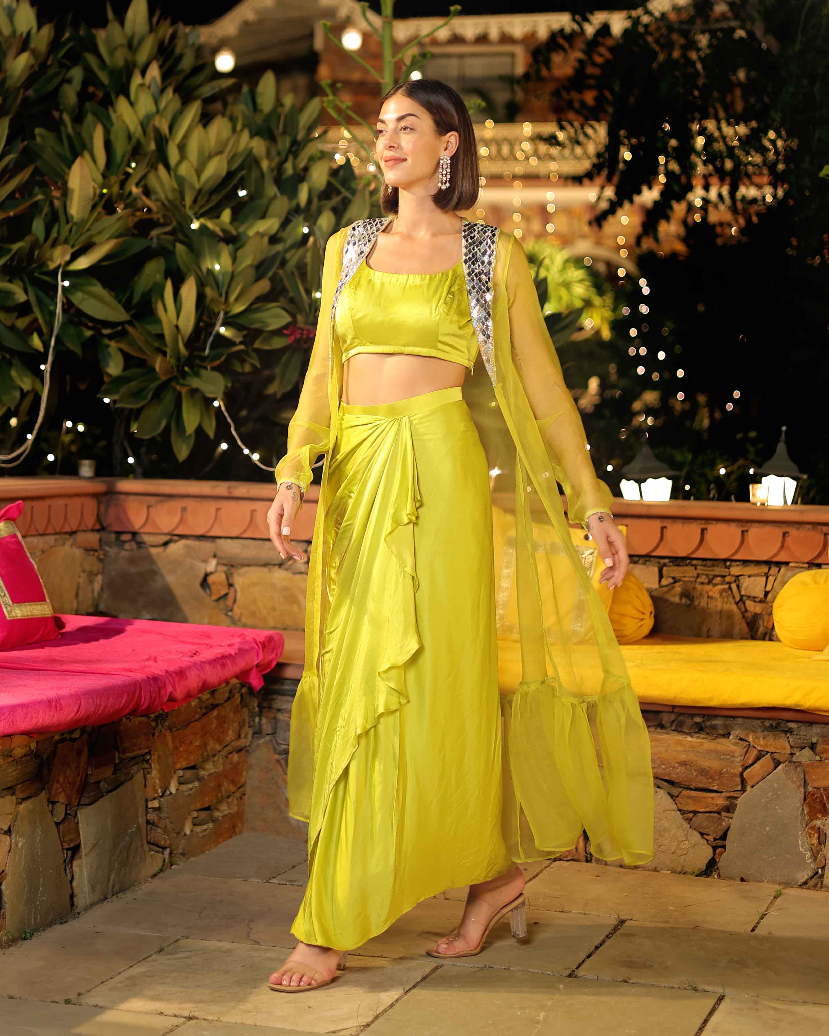 Lemon Lime Sparkle Mirror Work Coord Set - Image 2