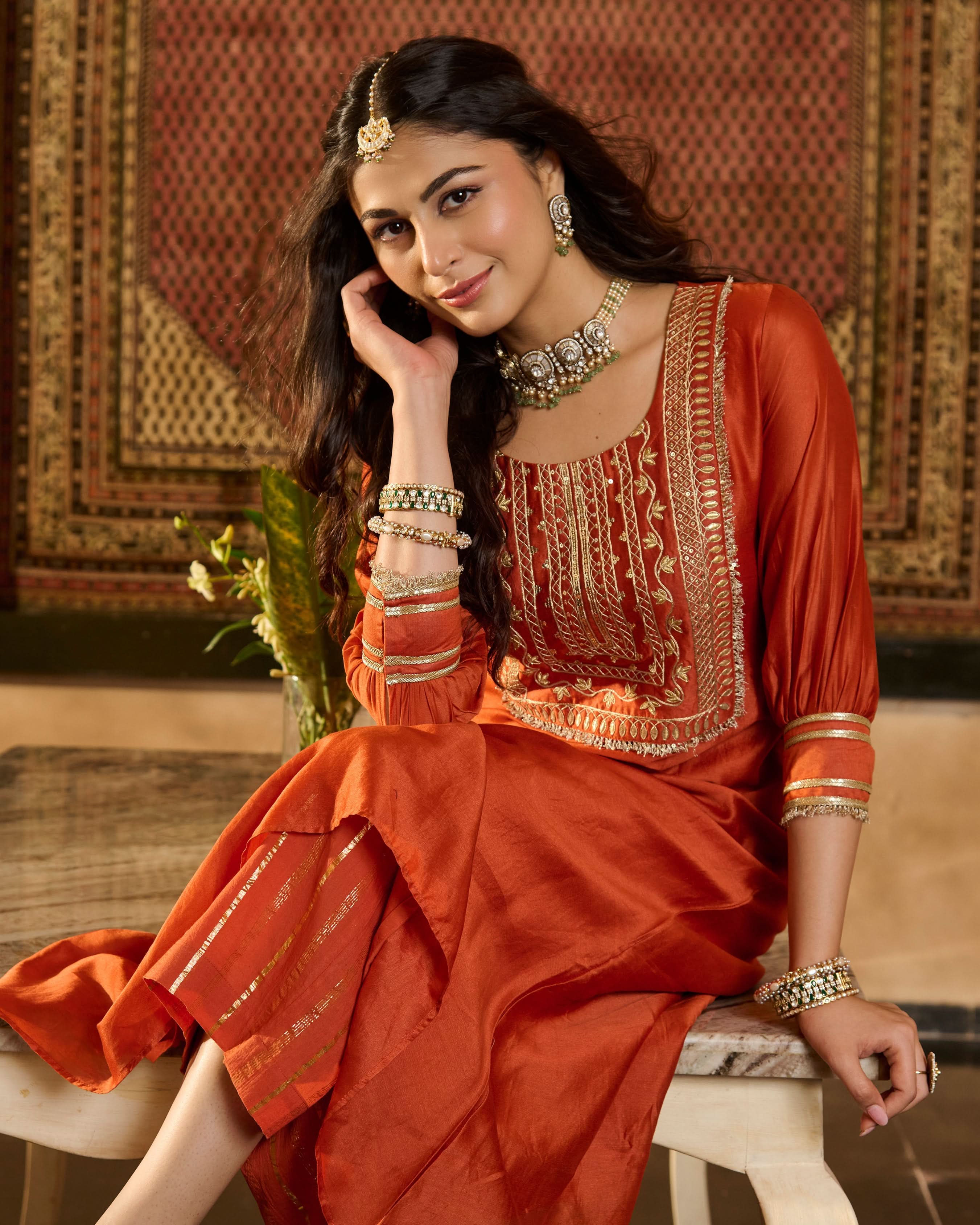 Lucia Orange Solid Chanderi Kurta Set - Image 4