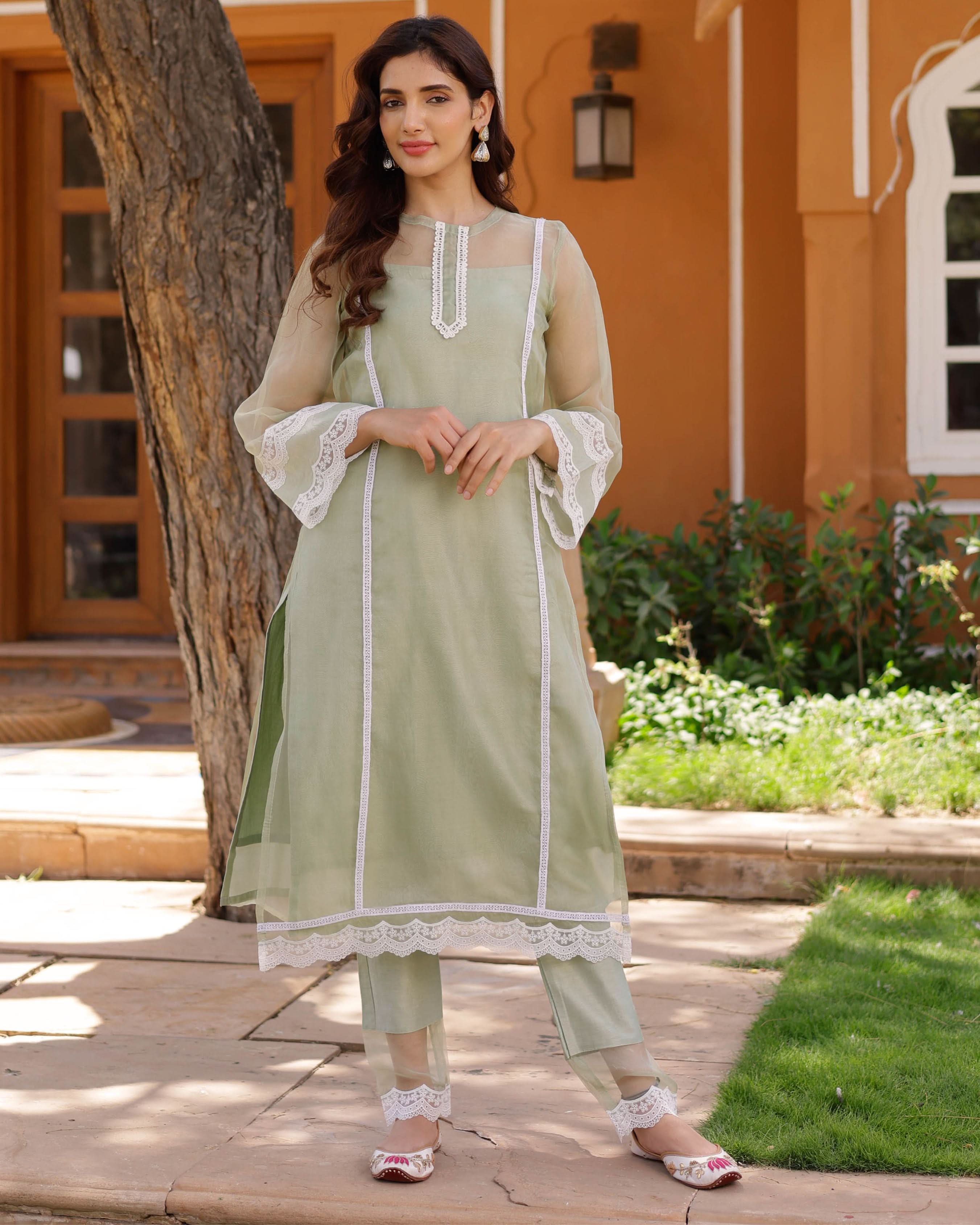 Lucy Organza Straight Kurta Set