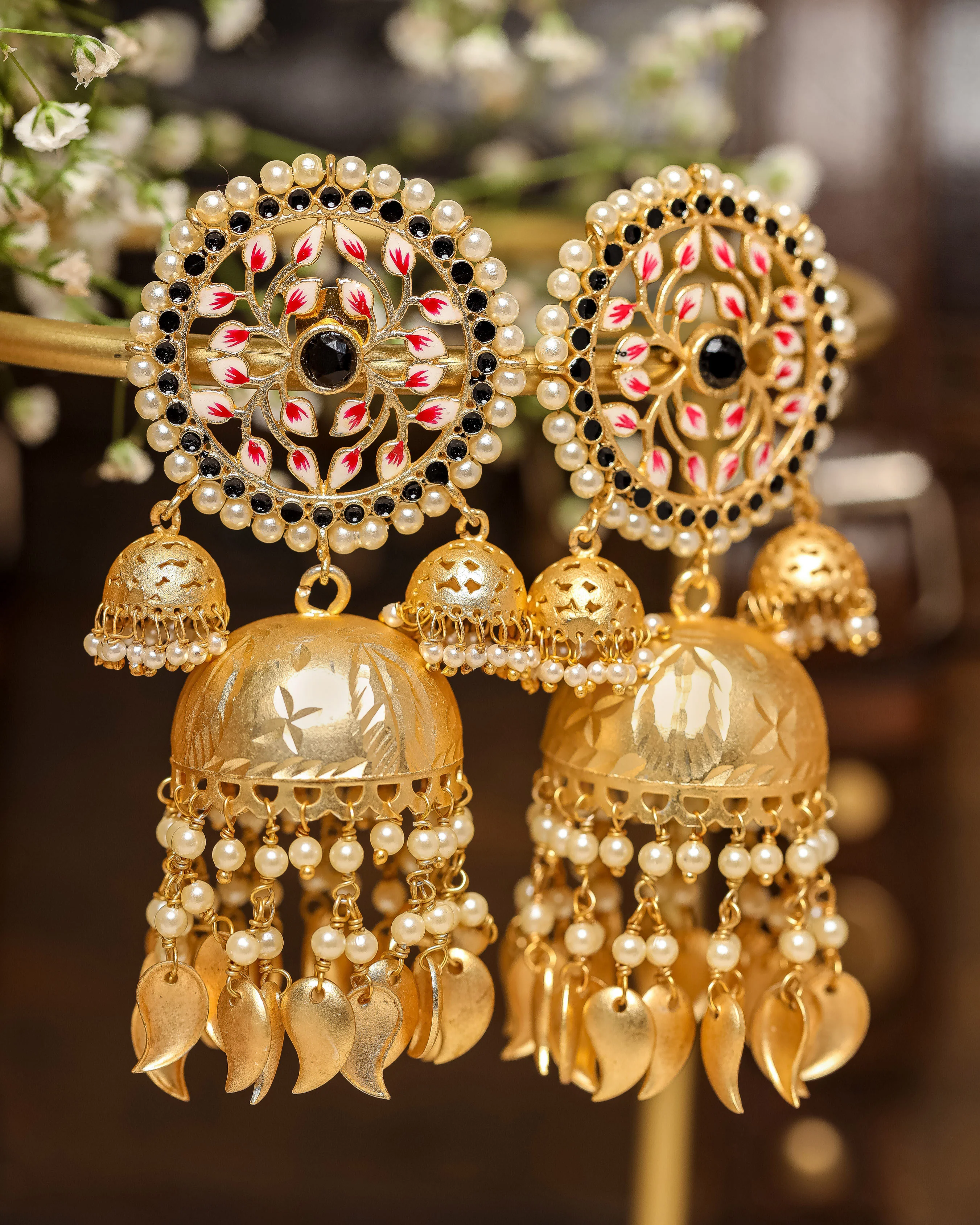 Magical Jewels Handcrafted Brass Earrings - Image 3