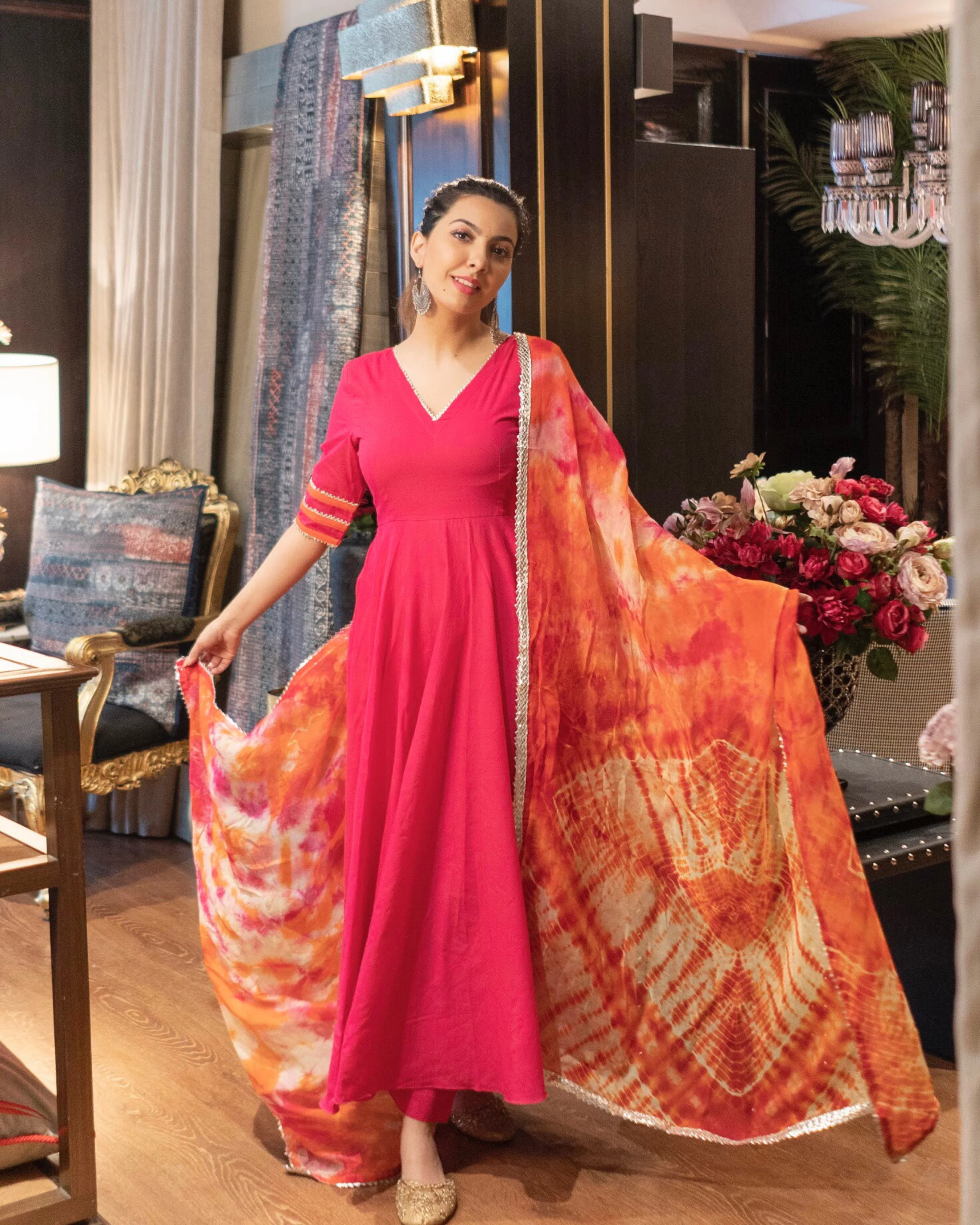 Magnetic Pink Shibori Suit Set - Image 3