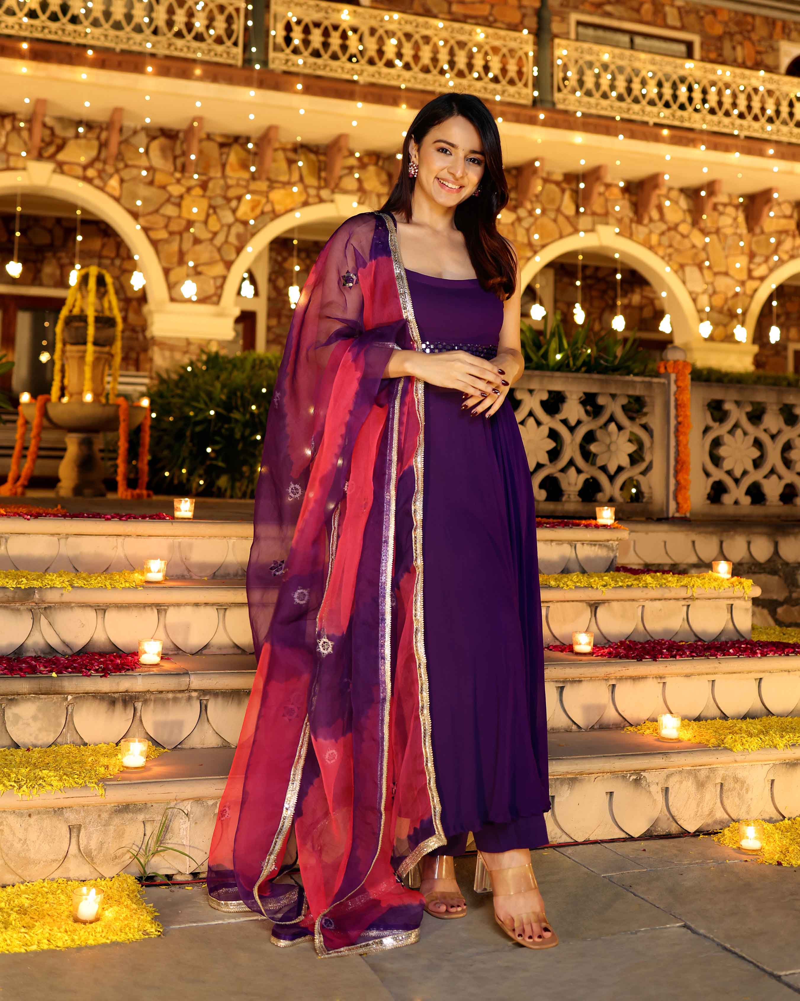 Majestic Mirror Purple Georgette Suit Set - Image 8