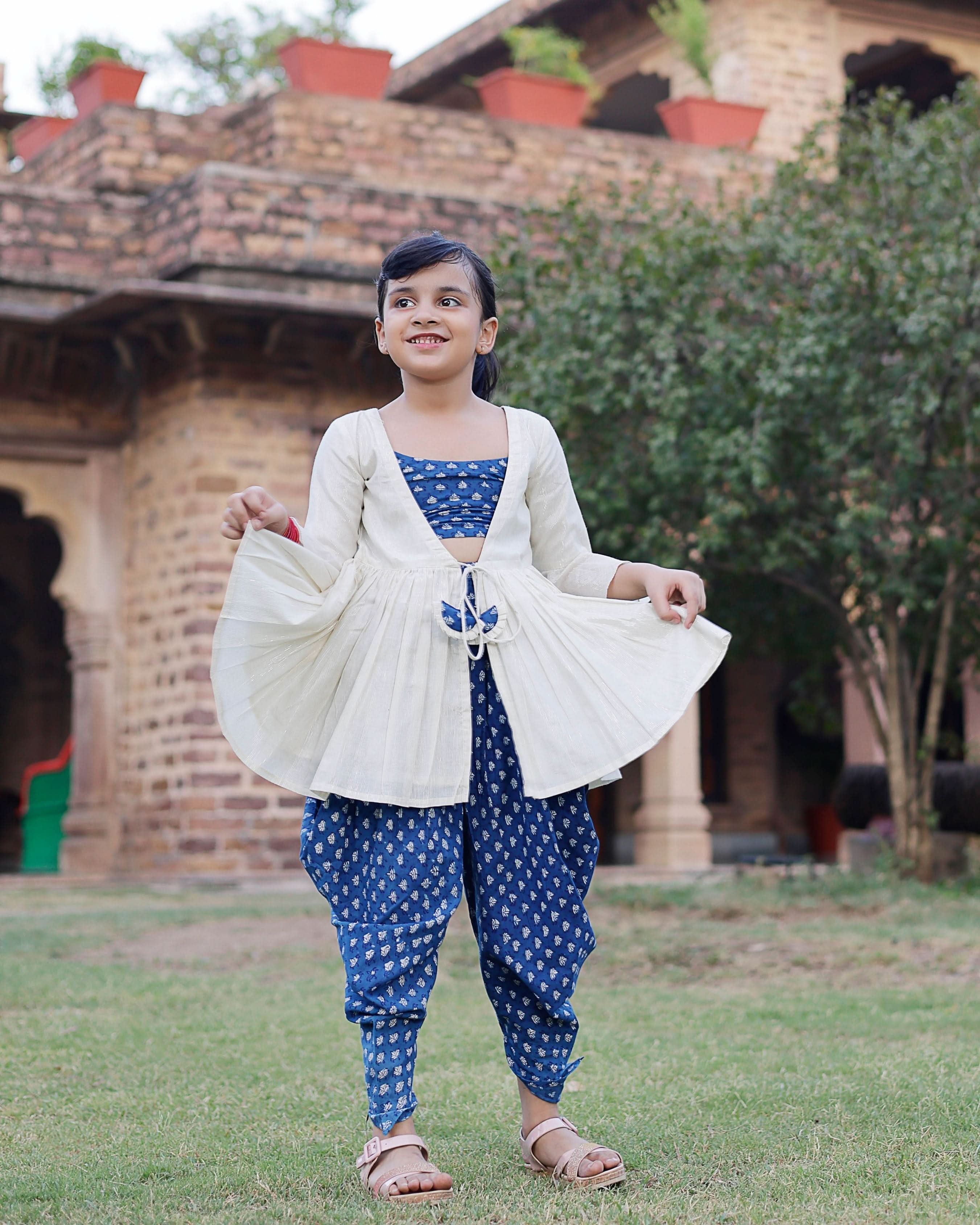 Marina Handblock Dhoti Set - Image 3