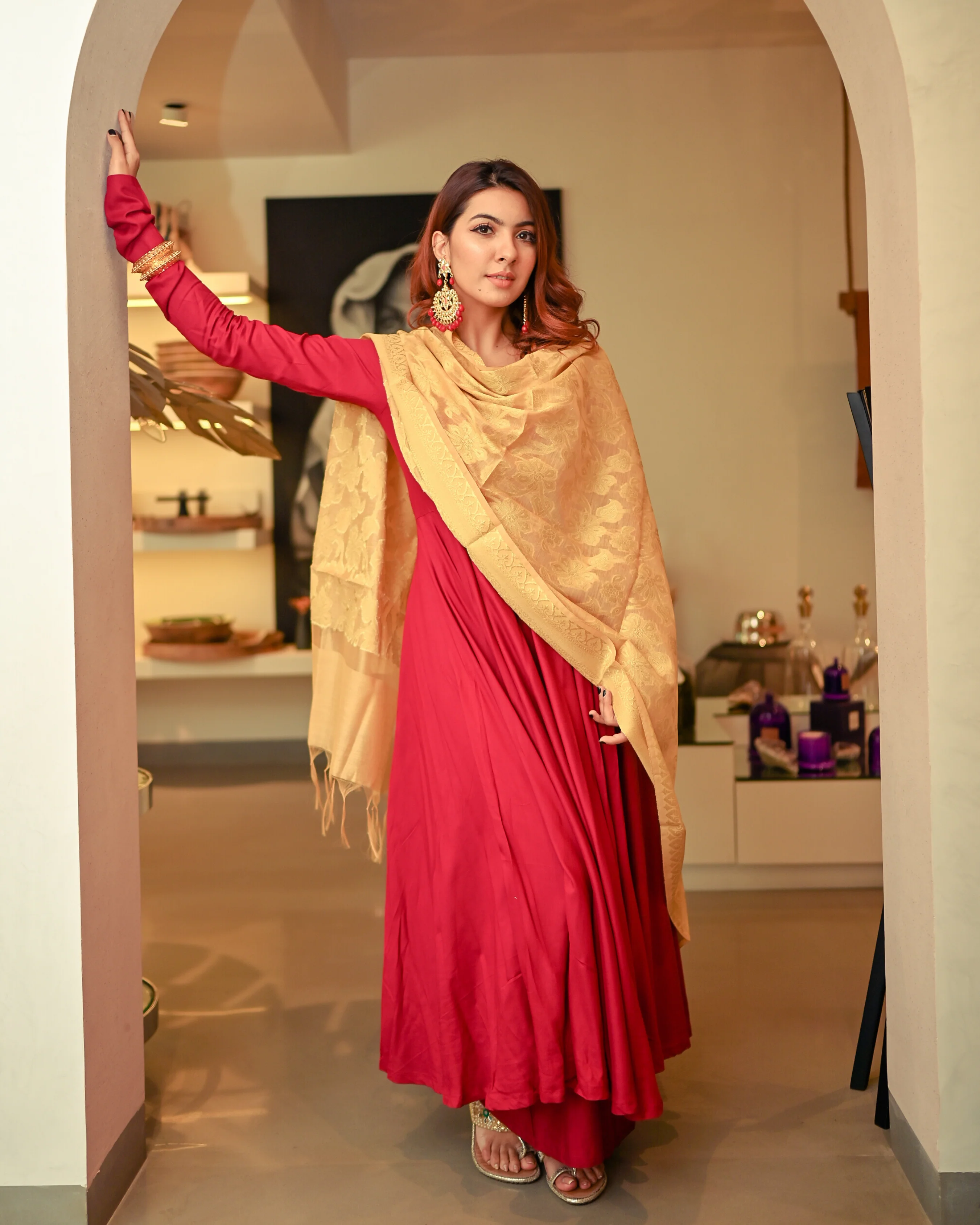 Golden Maroon Banarasi Suit Set - Image 2