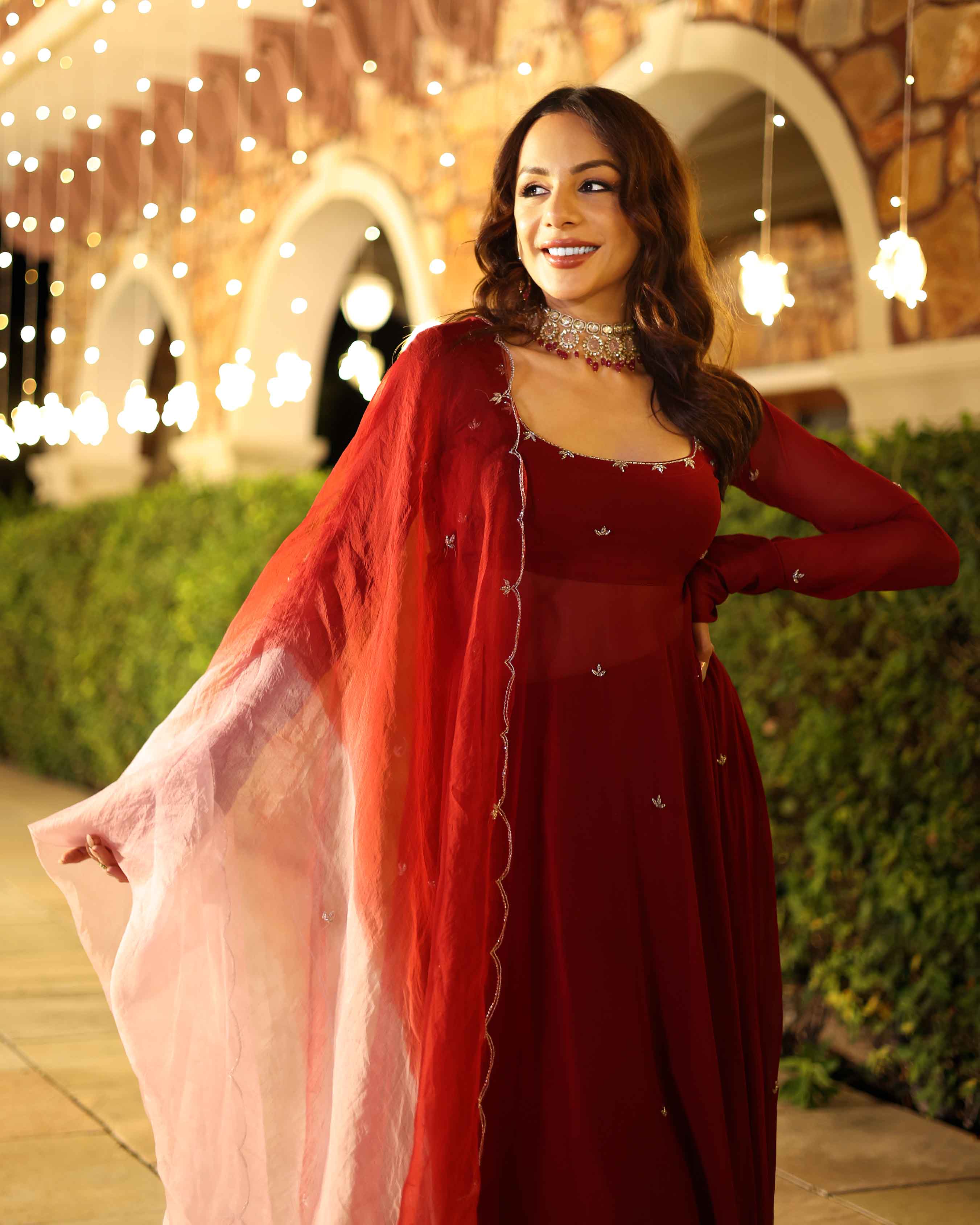 Maroon Blush Embroidered Georgette Suit Set - Image 3