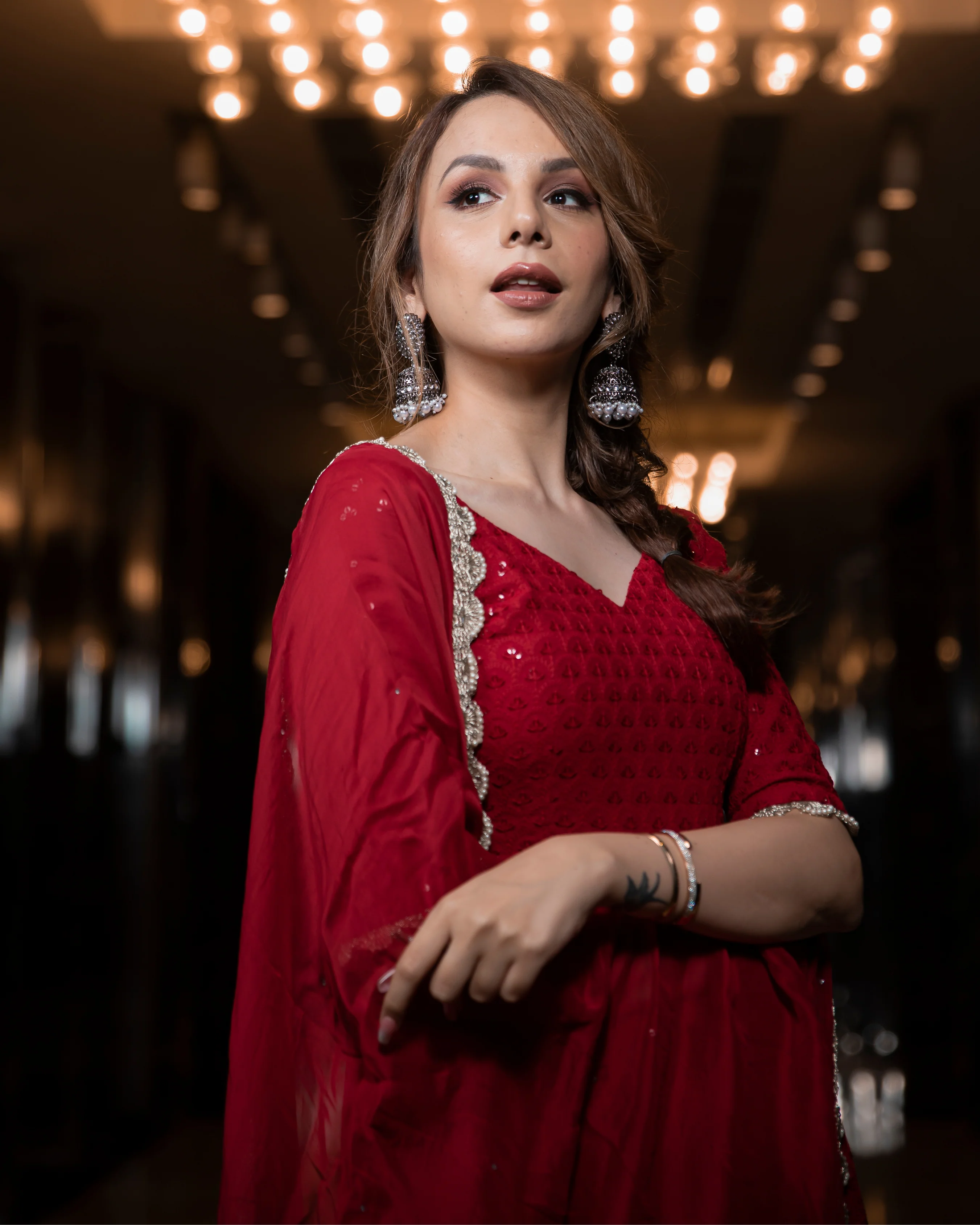 Maroon Jasmine Embroidered Sharara Set - Image 7