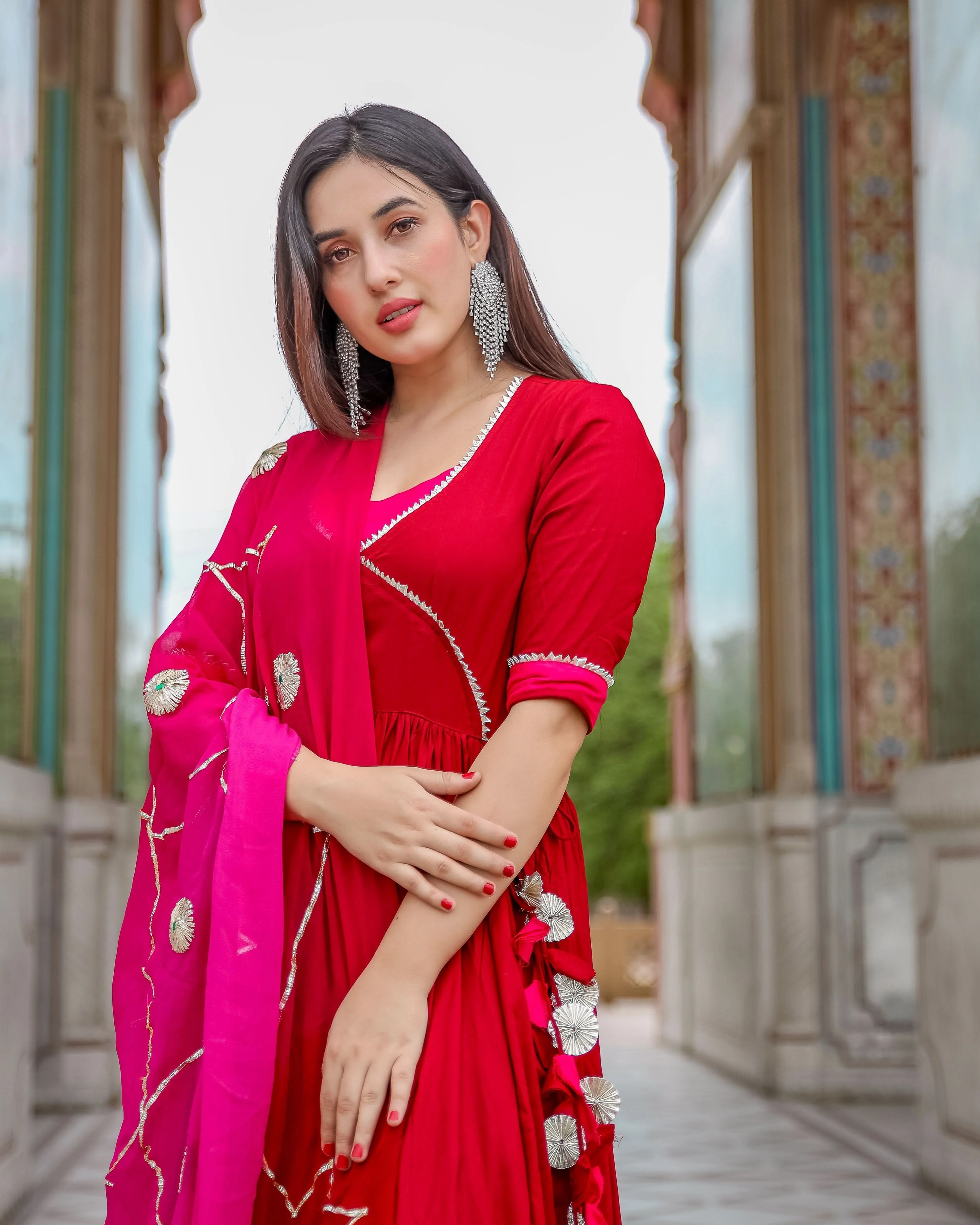 Maroon Pink Gotapatti Suit Set - Image 8