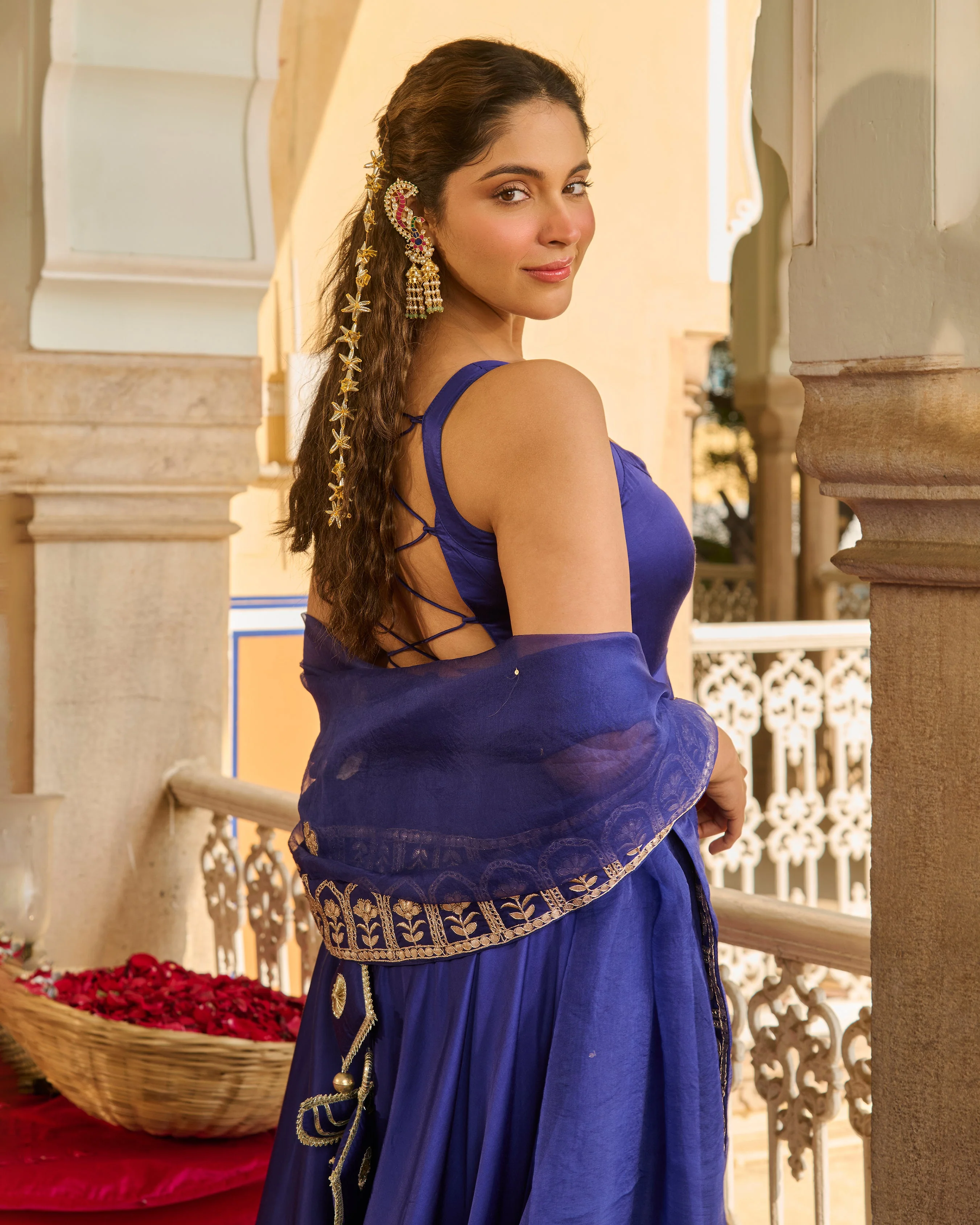 Meesha Purple Solid Satin Suit Set - Image 8