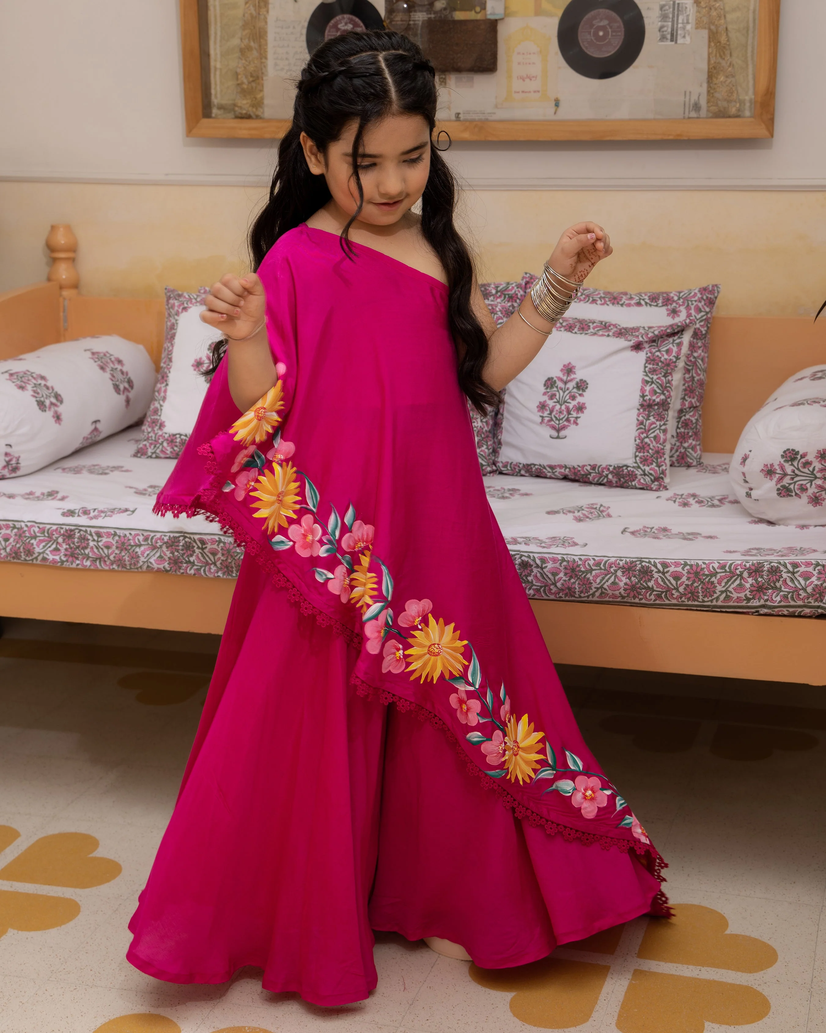 Mogra Magenta Handpainted Muslin Coord Set - Image 2