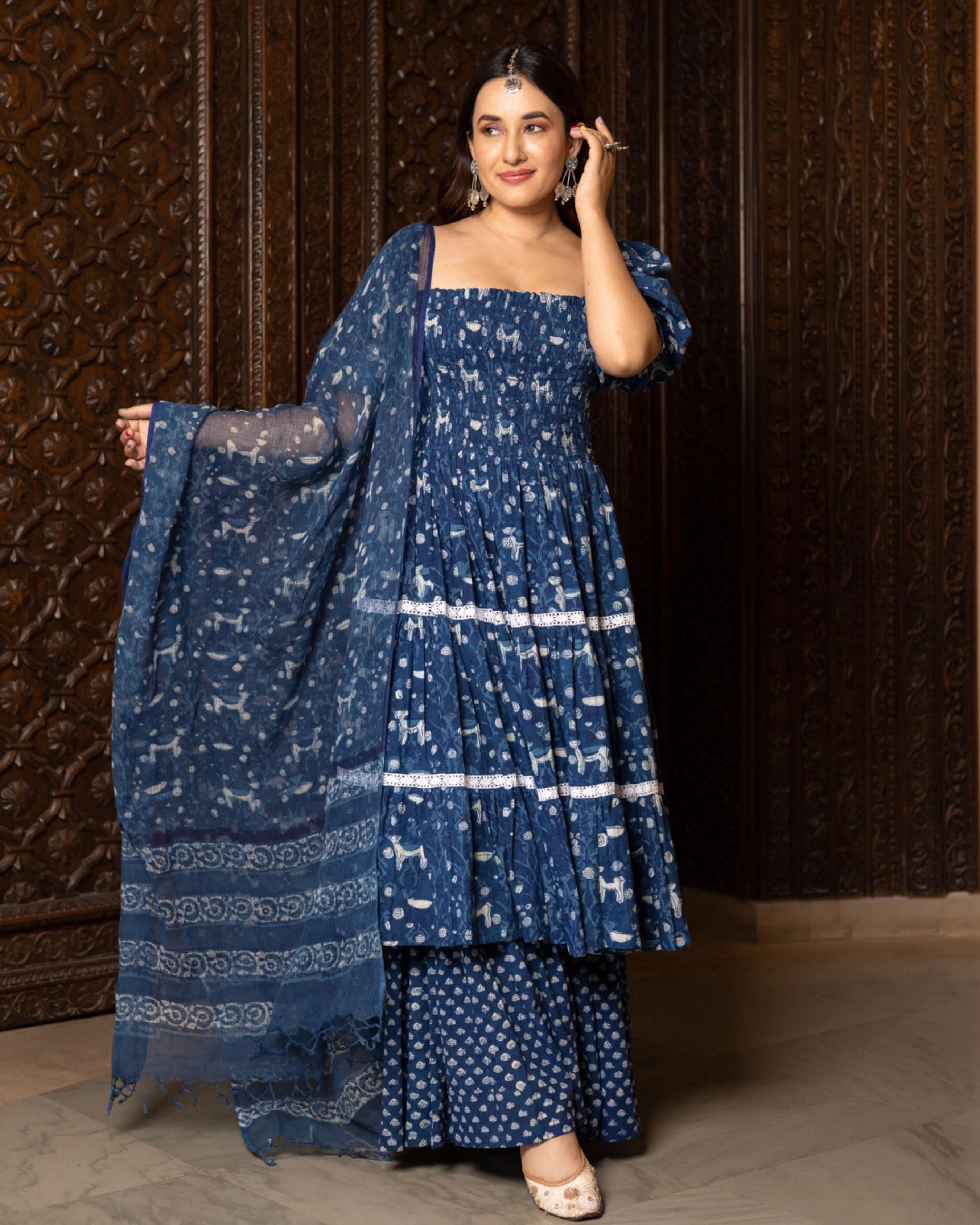 Nilgiri Handblock Tiered Sharara Set - Image 4