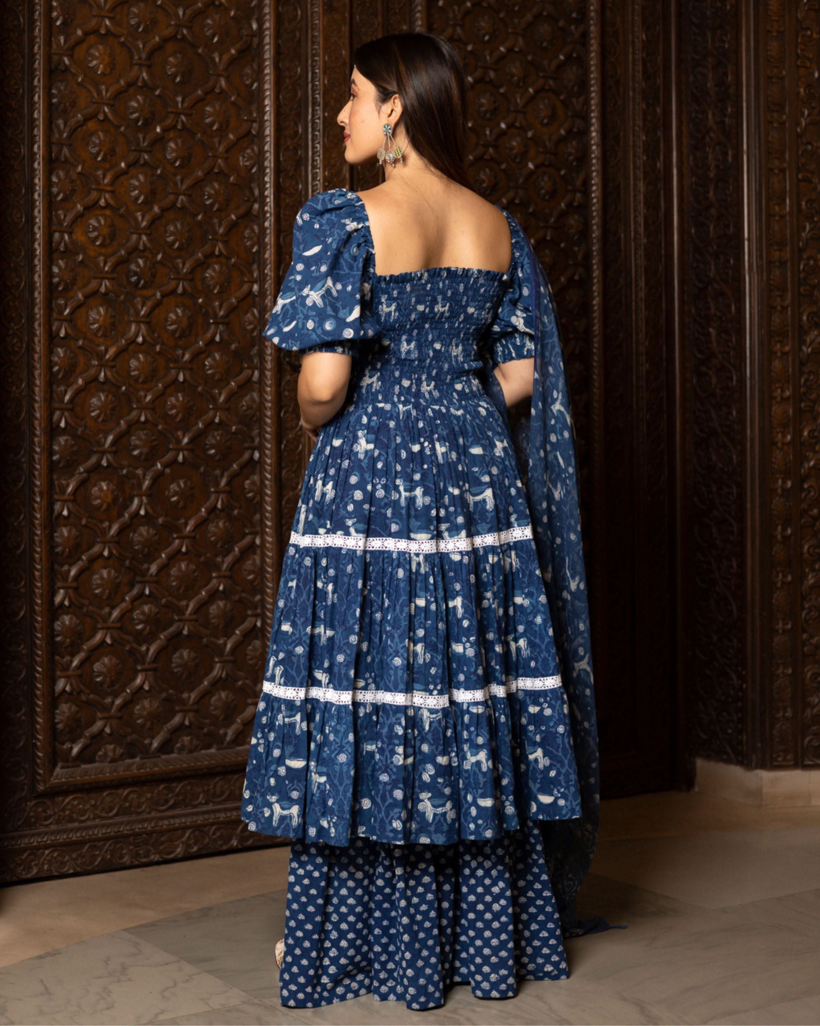 Nilgiri Handblock Tiered Sharara Set - Image 6