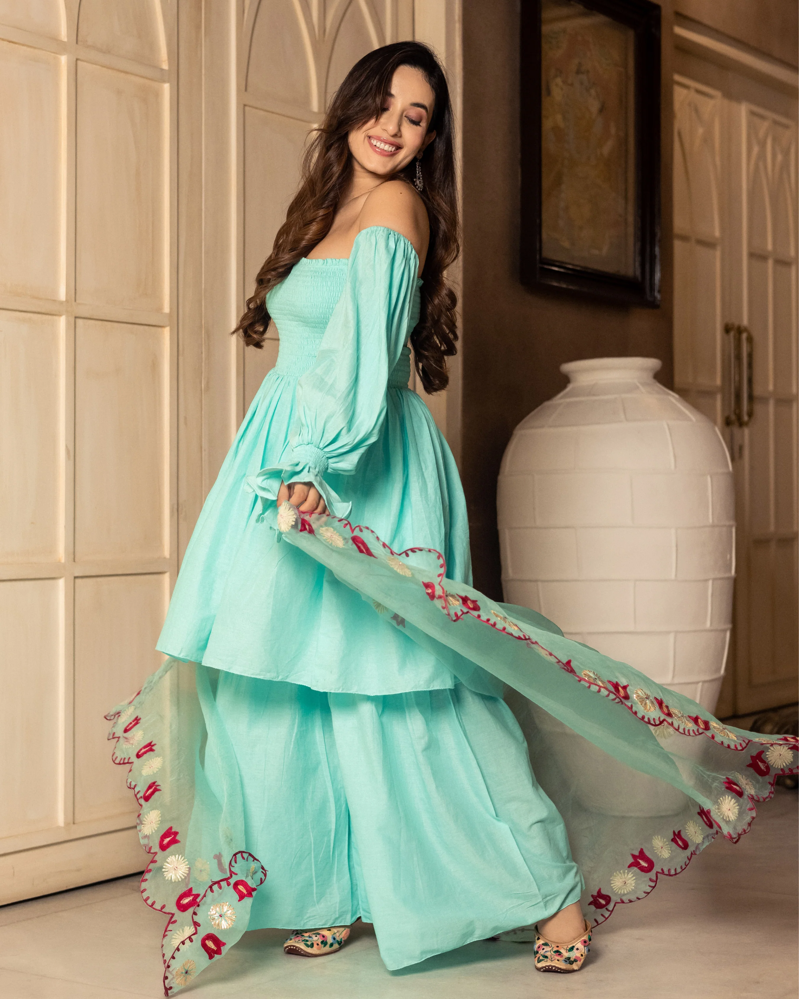 Nilkanta Embroidered Sharara Set - Image 4