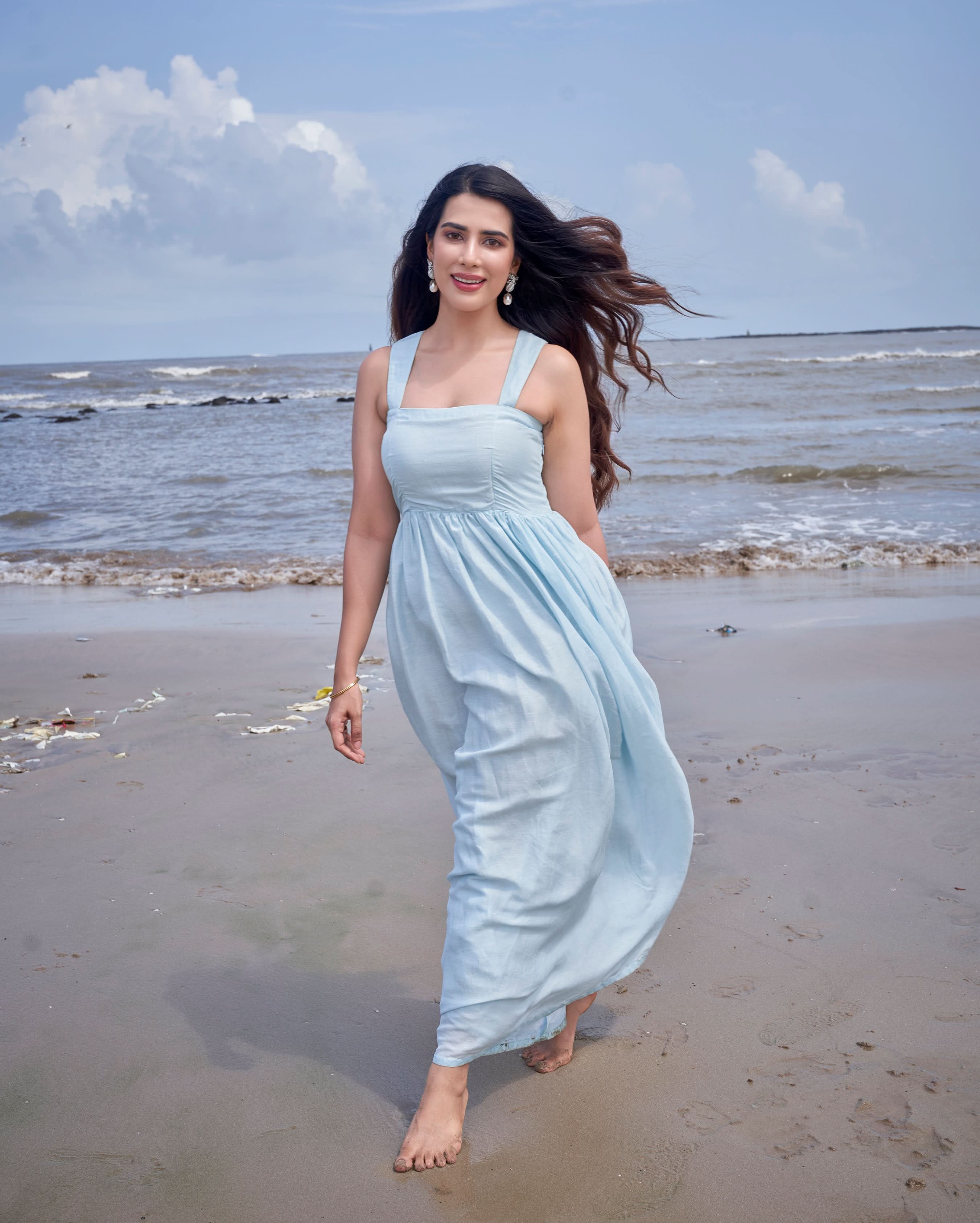 Nimbus Sky Blue Solid Cotton Dress - Image 3