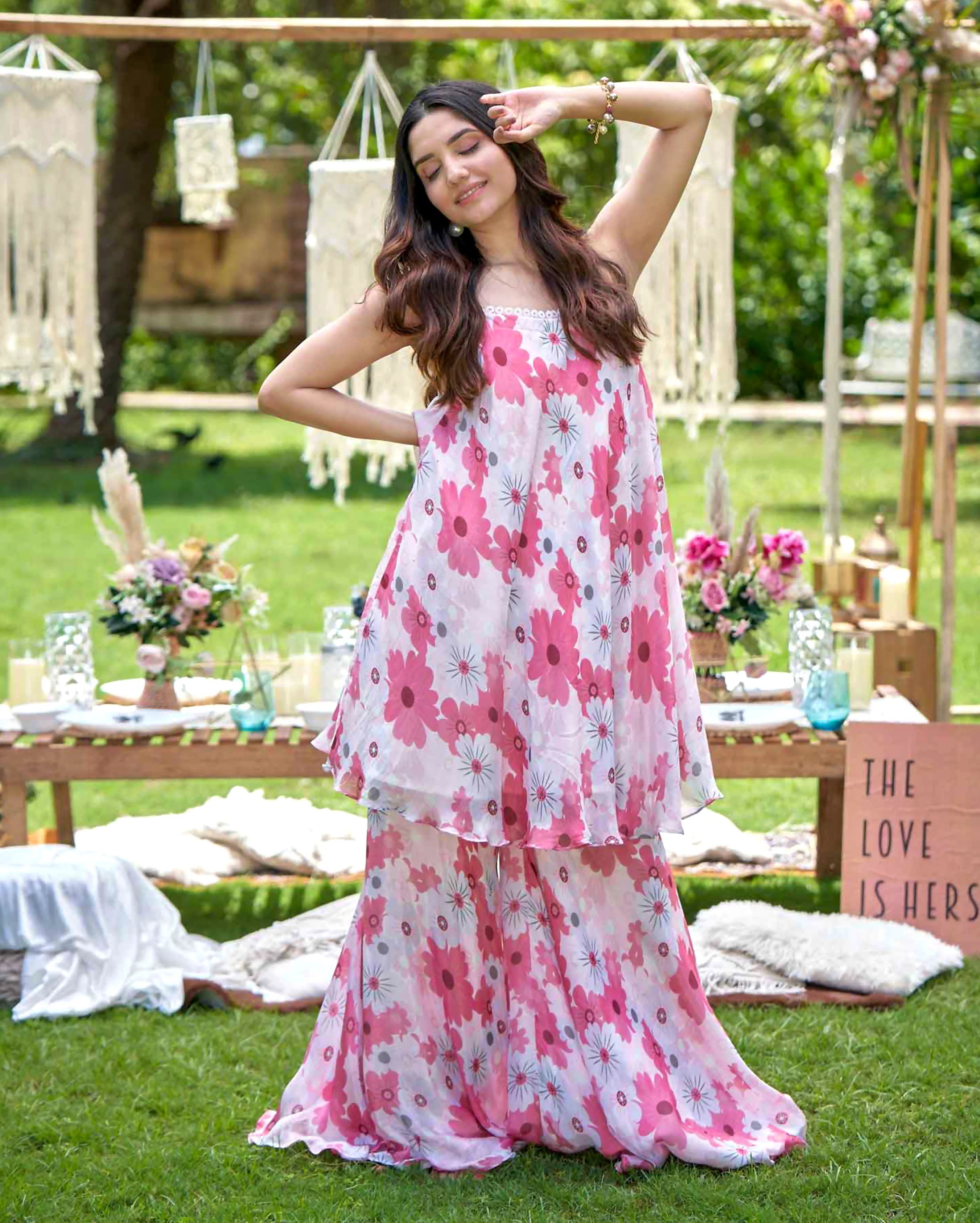 Nitara Rust Printed Silk Coord Set - Image 4