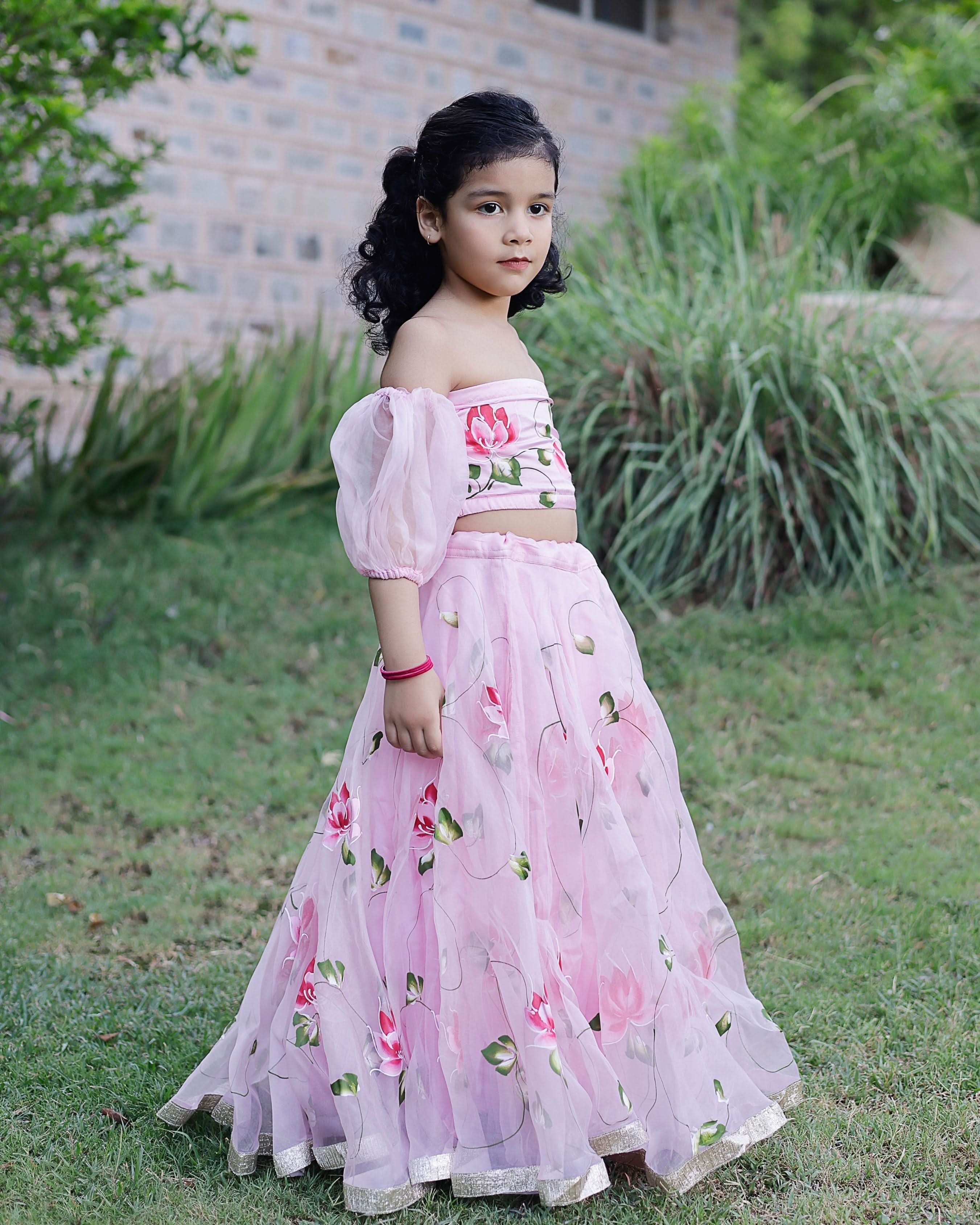 Nori Handpainted Satin Lehenga Set - Image 3