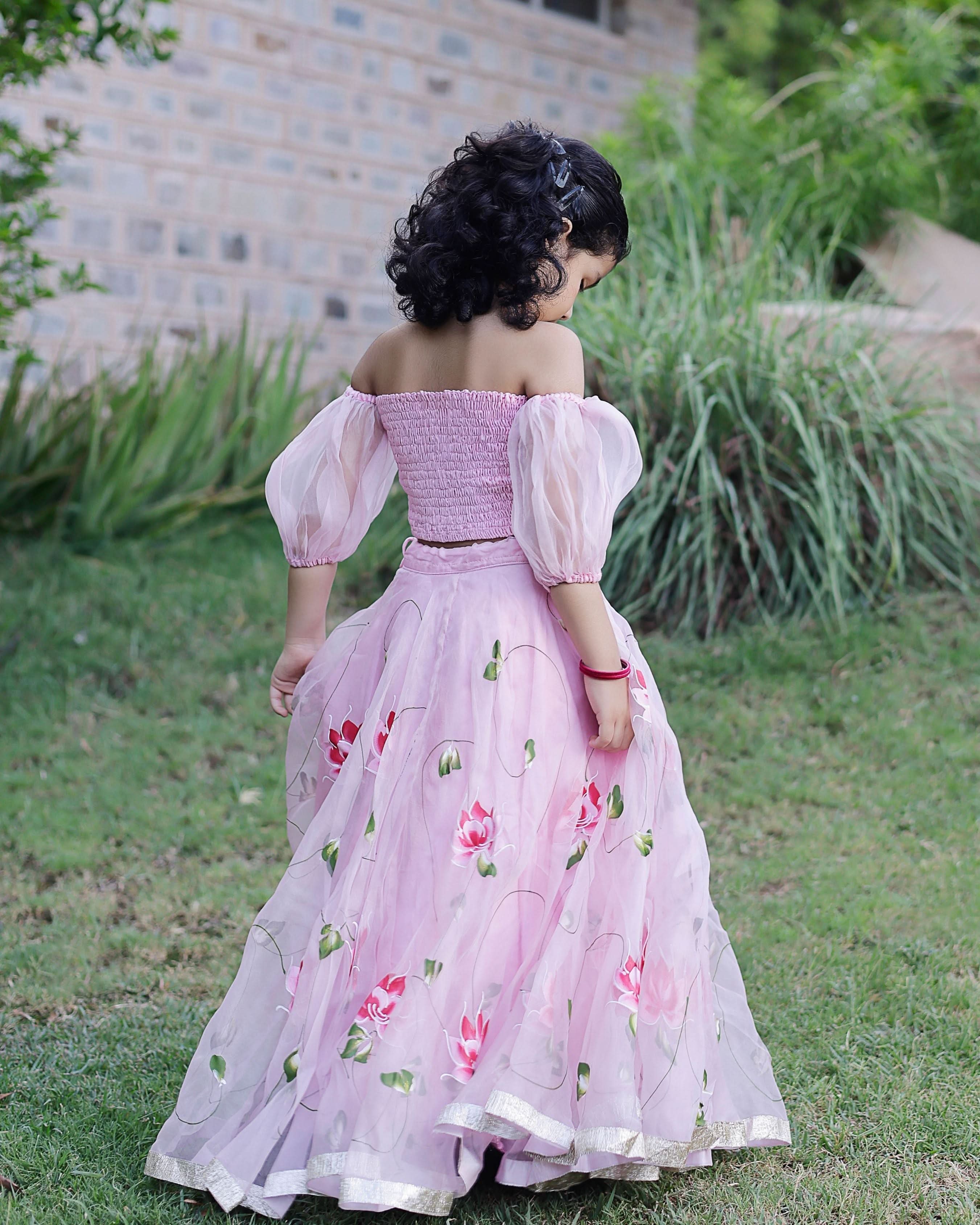 Nori Handpainted Satin Lehenga Set - Image 4