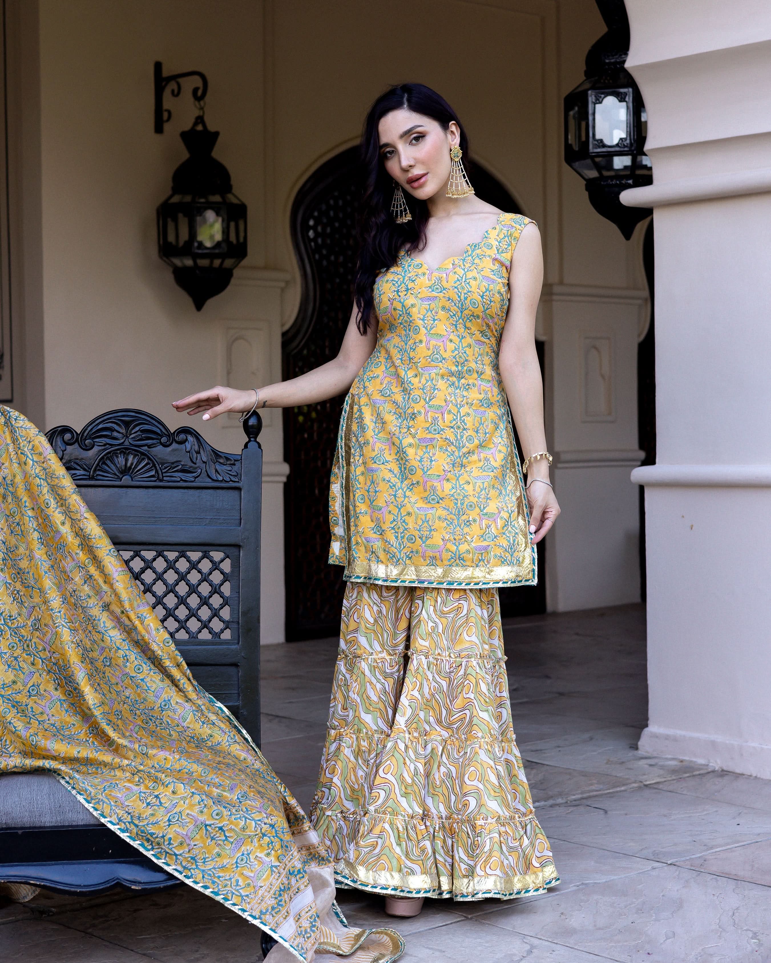 Nurjahan Cotton Gotapatti Sharara Set - Image 4