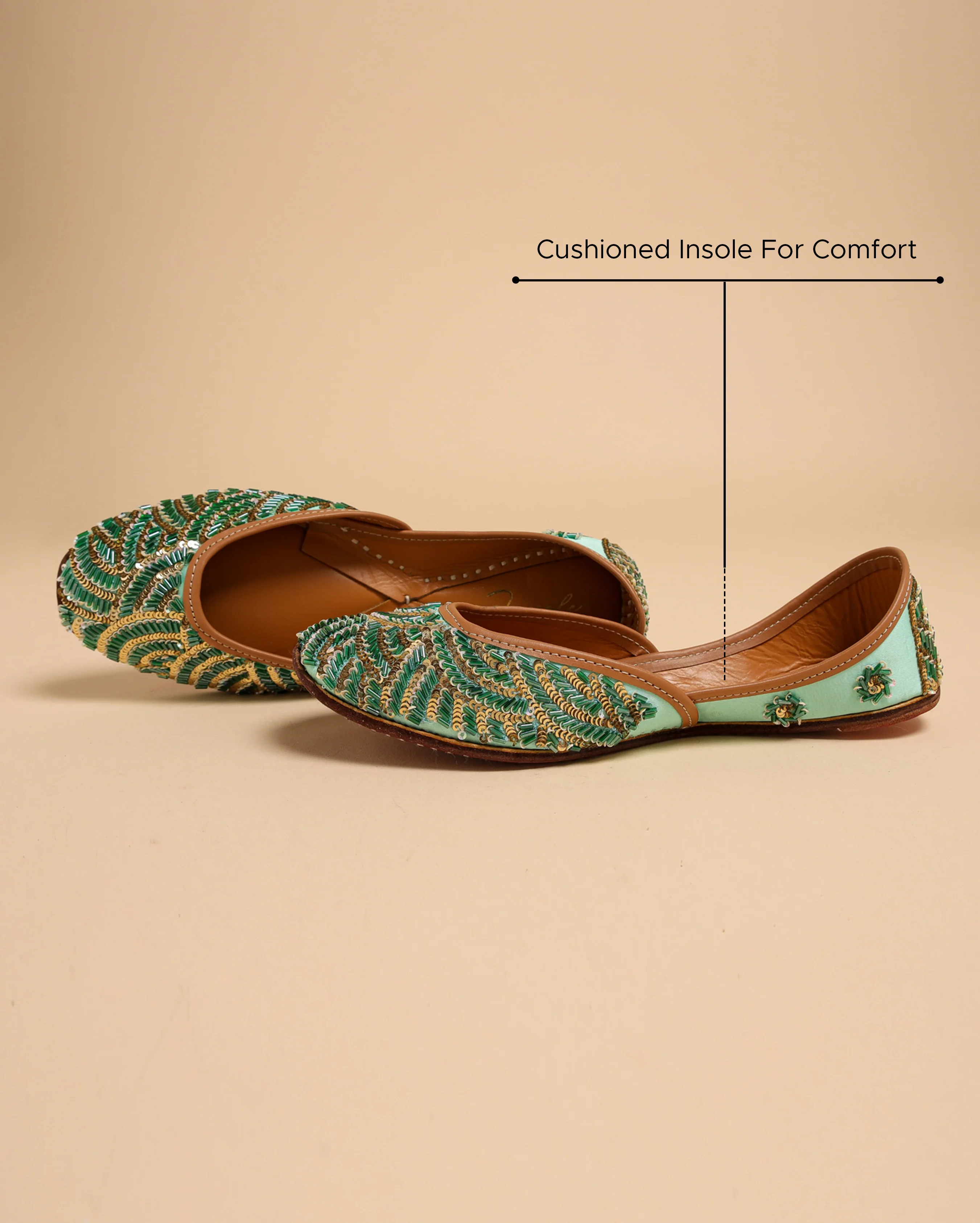 Old Green Handcrafted Jutti - Image 2