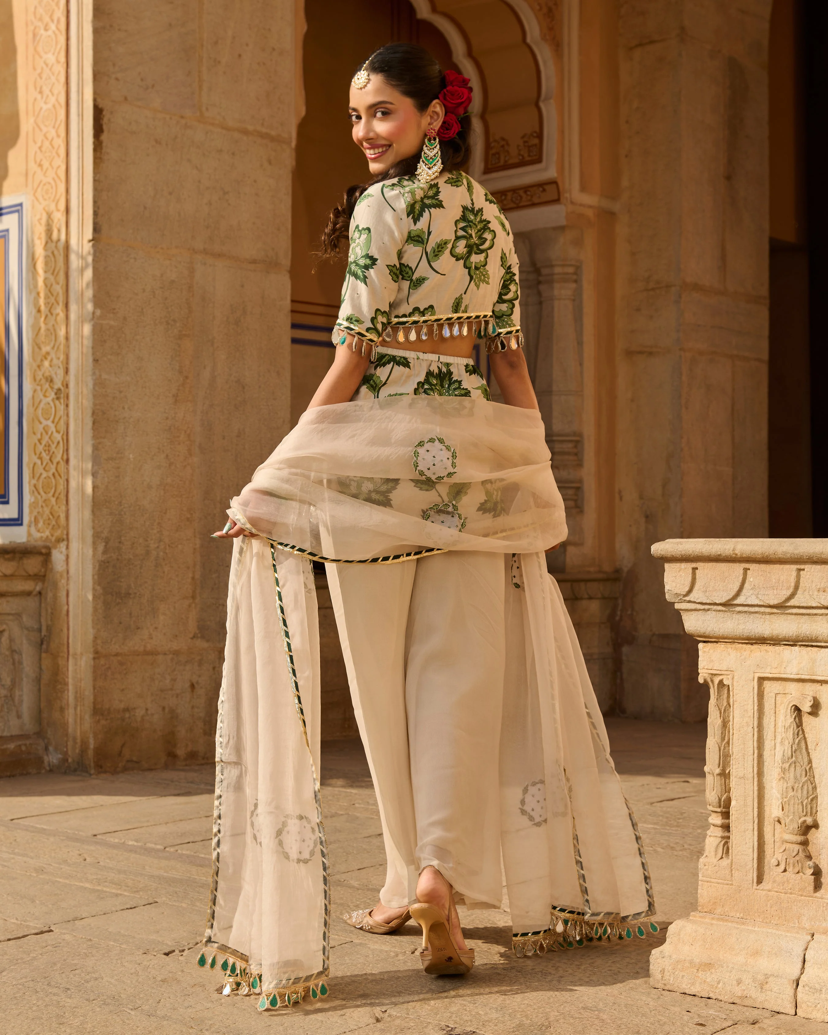 Opal Grey Printed Chanderi Suit Set - Image 7