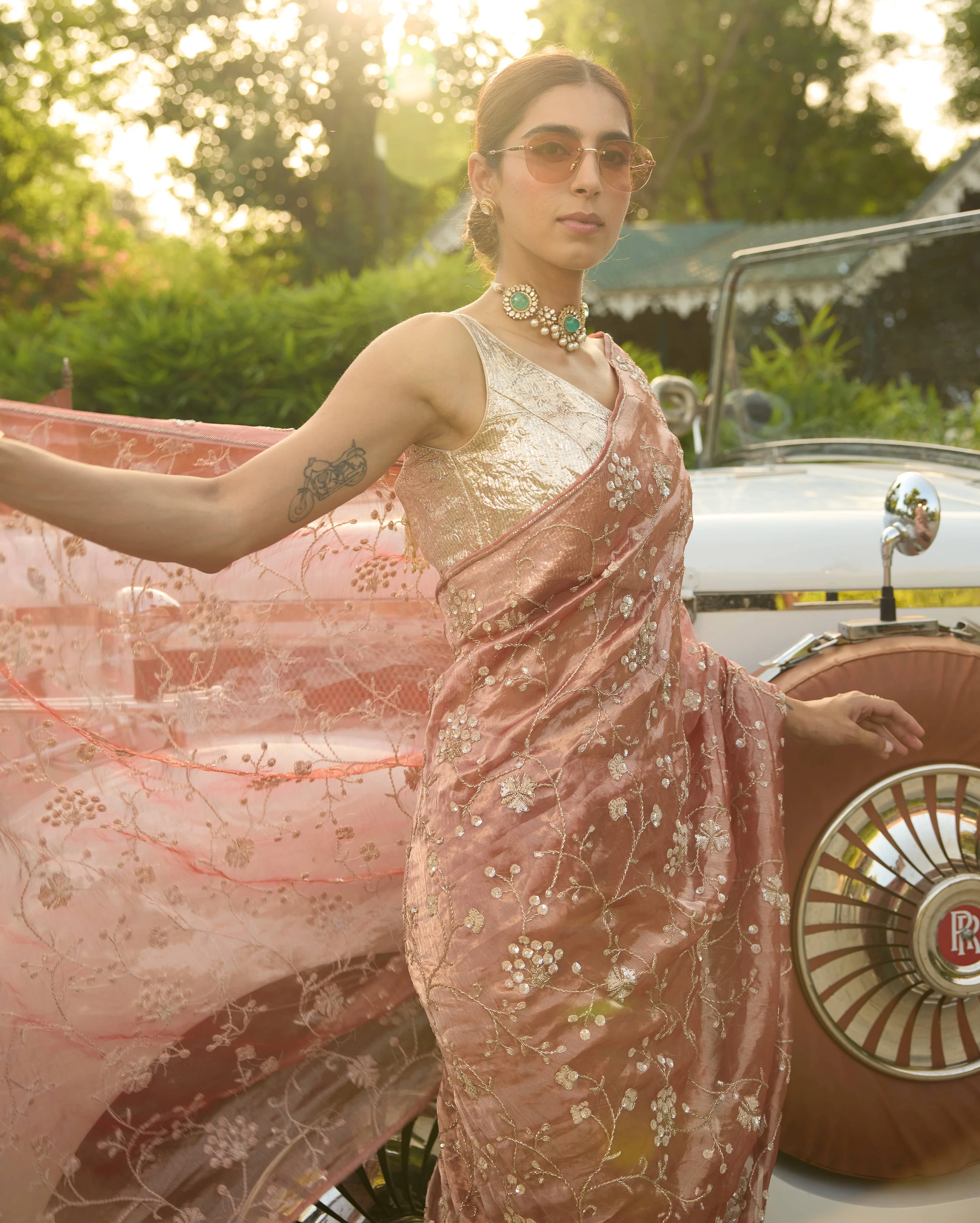Padmini Peach Handcrafted Pure Tissue Saree - Image 6