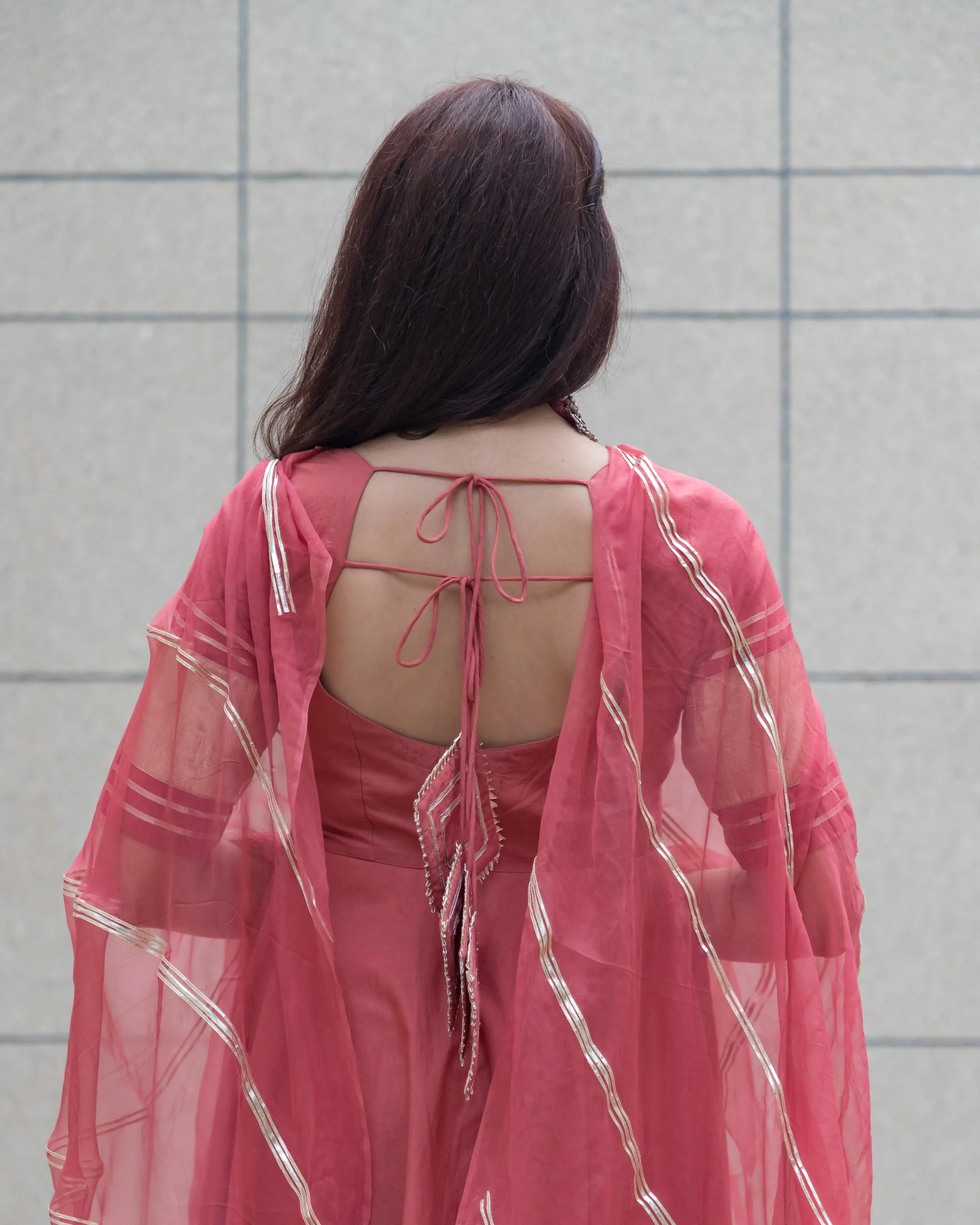 Peach Gotapatti Cotton Suit Set - Image 6