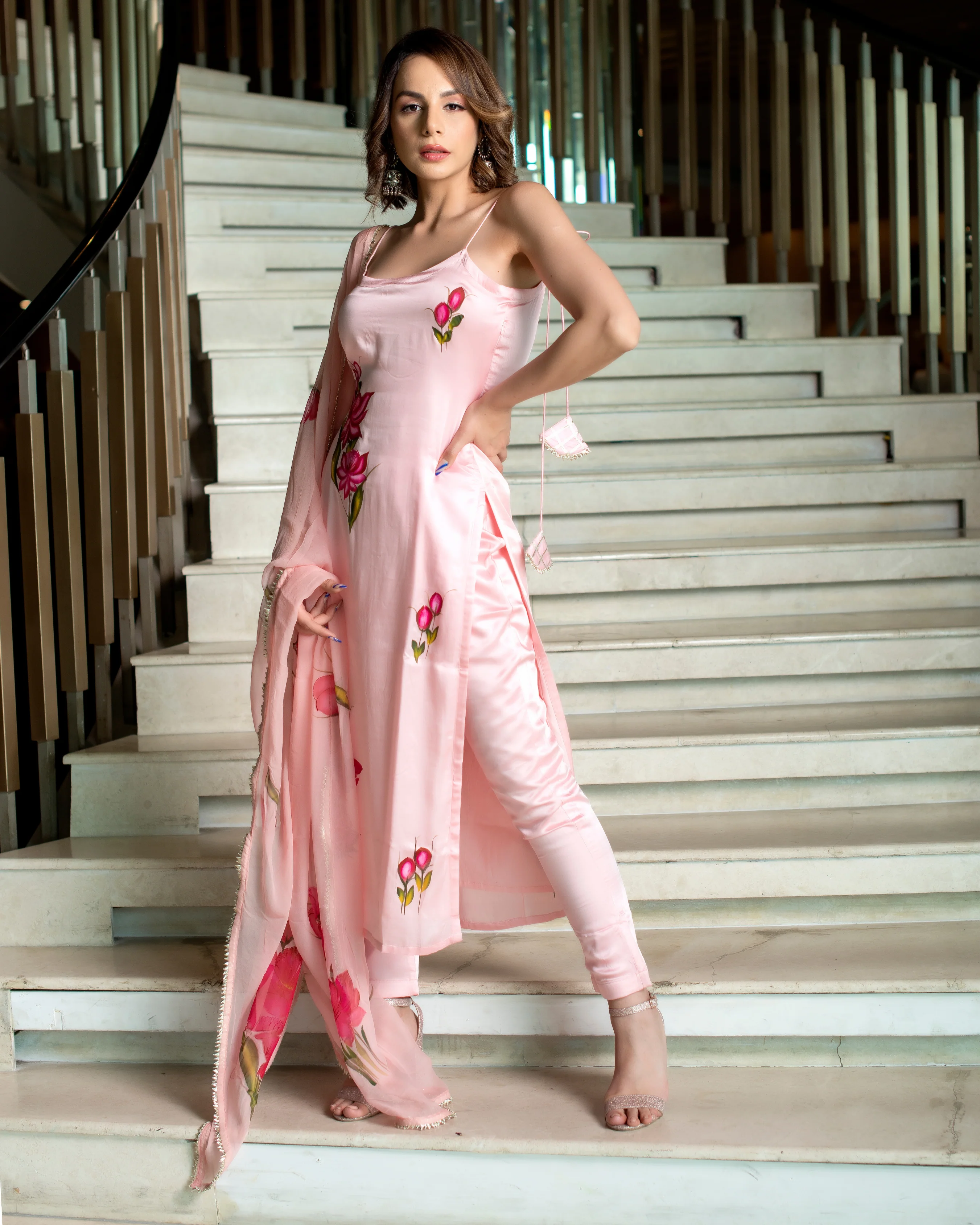 Peach Rose Handpainted Suit Set - Image 5