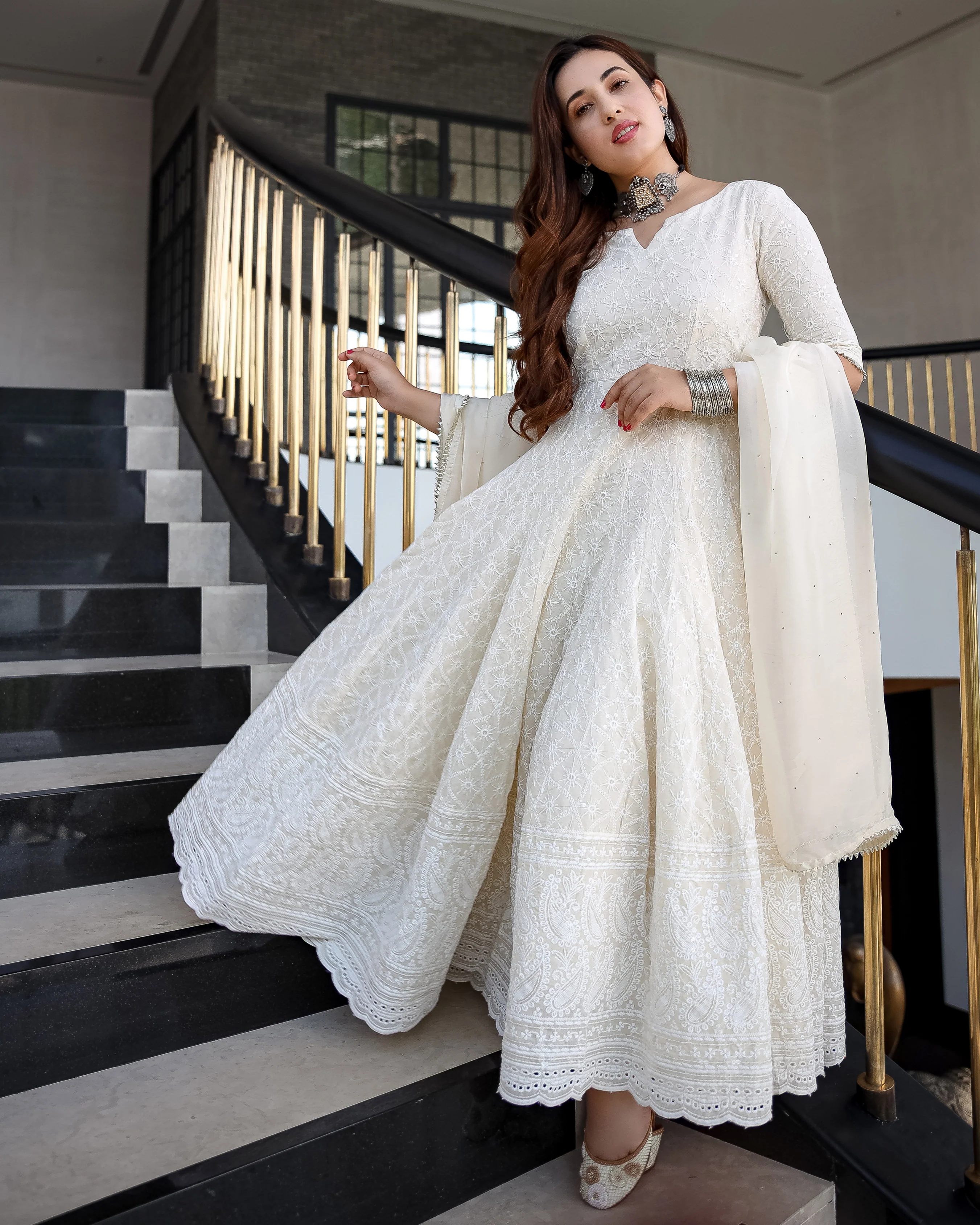 Pearl Ivory Anarkali Set - Image 7