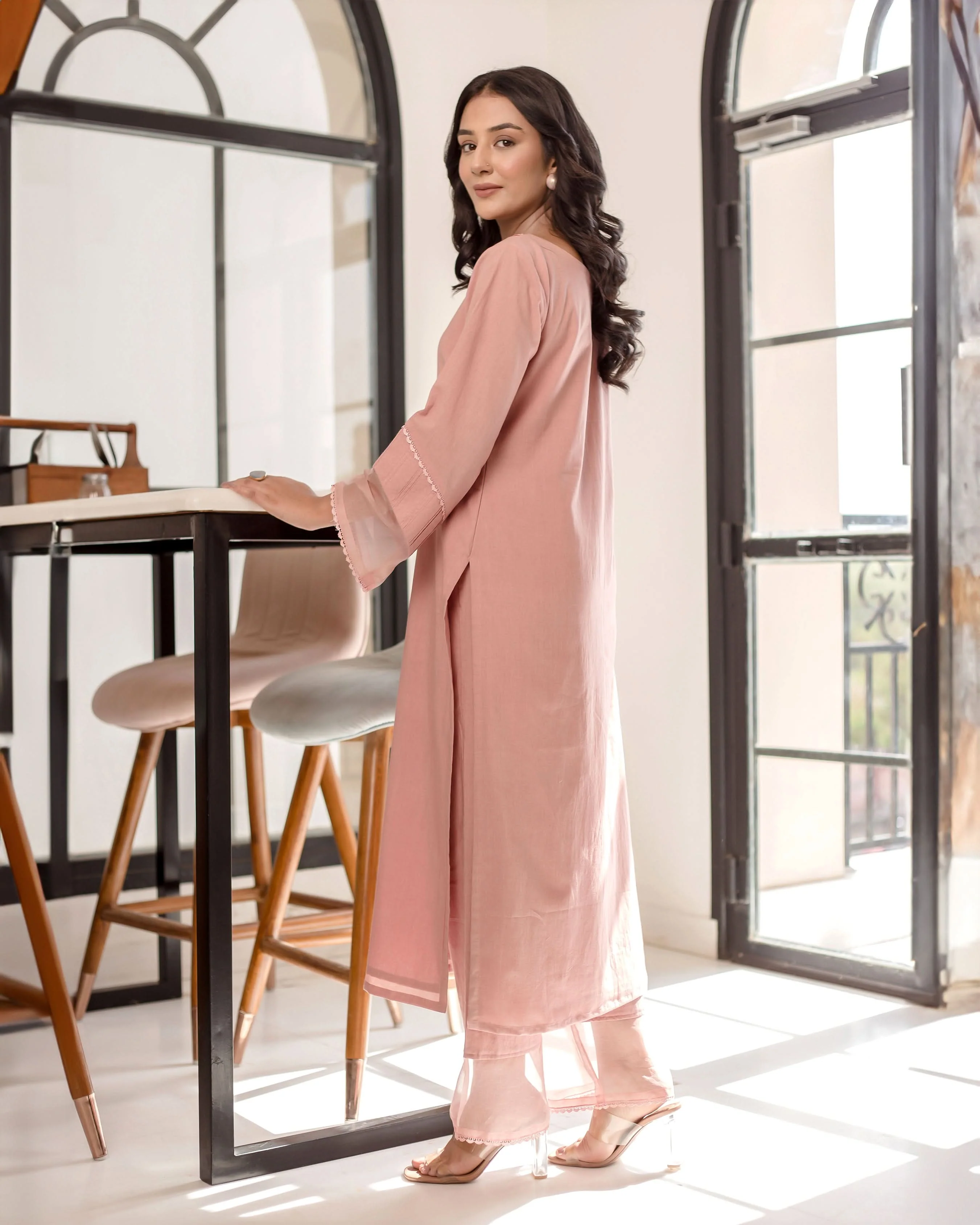 Persica Peach Solid Cotton Coord Set - Image 5