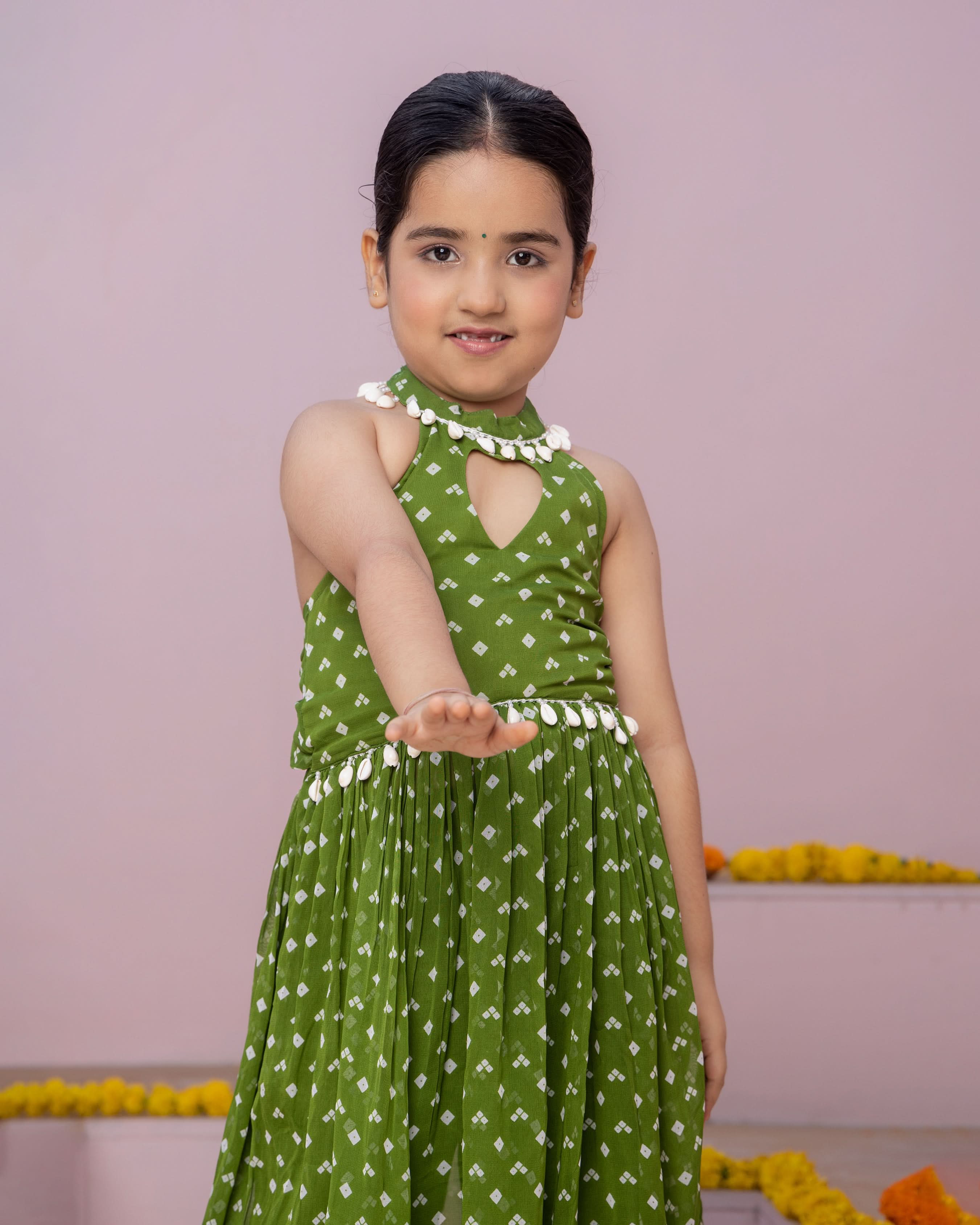 Pihu Green Bandhani Georgette Coord Set - Image 5
