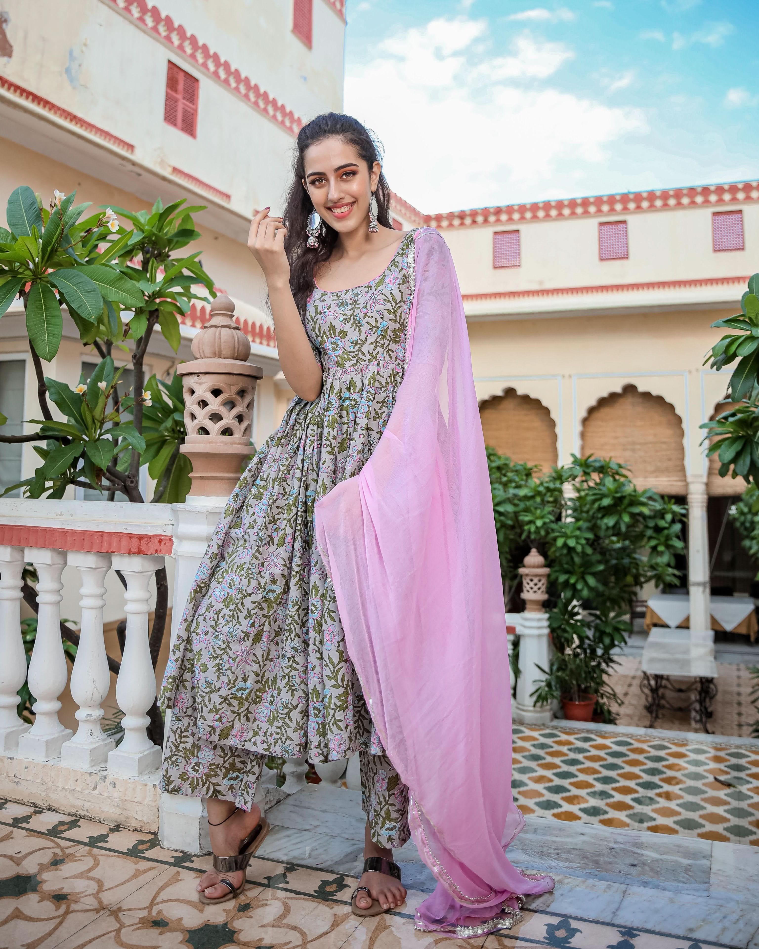 Pink Mermaid Handblock Suit Set - Image 6