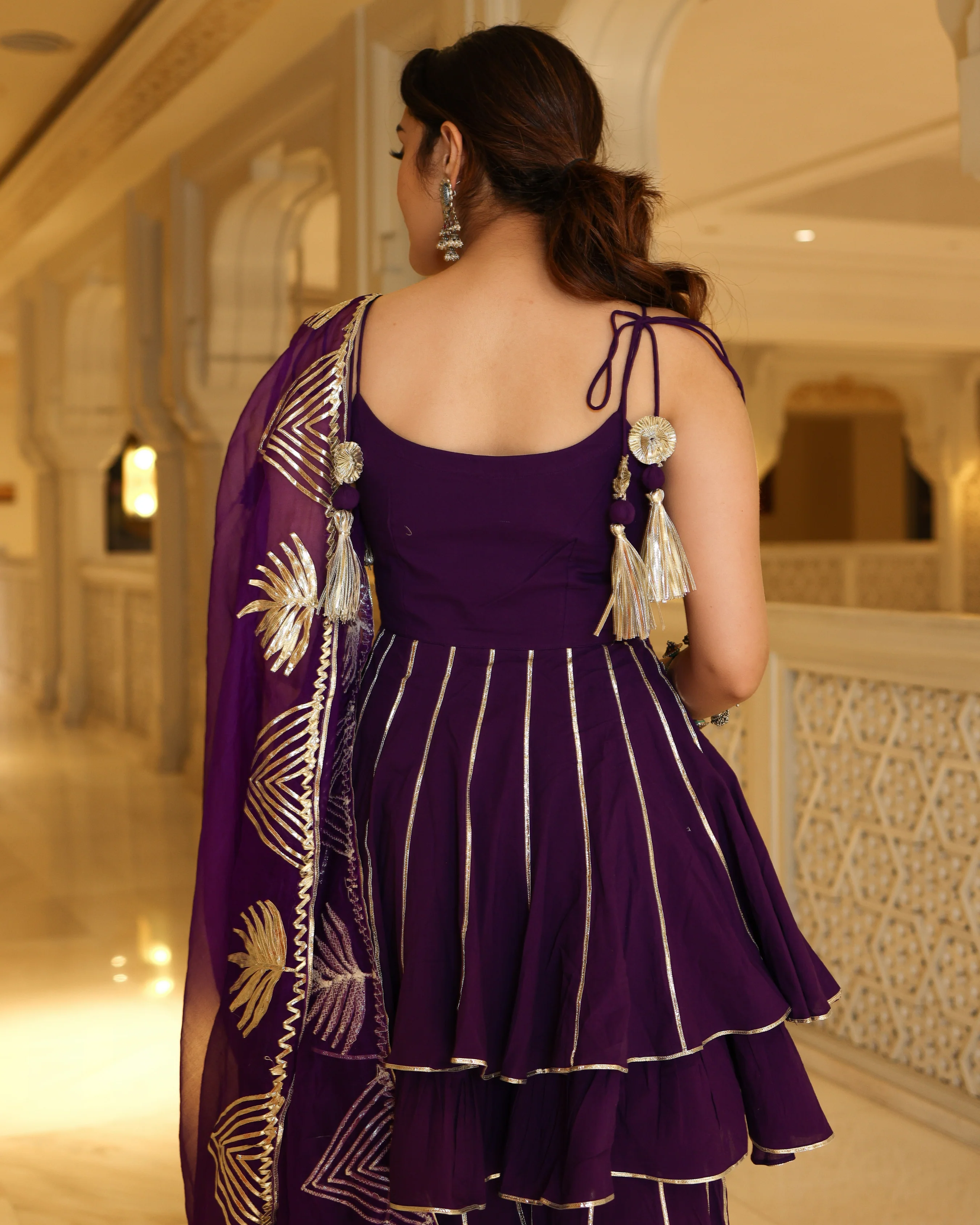 Purple Pennat Gotapatti Sharara Set - Image 3