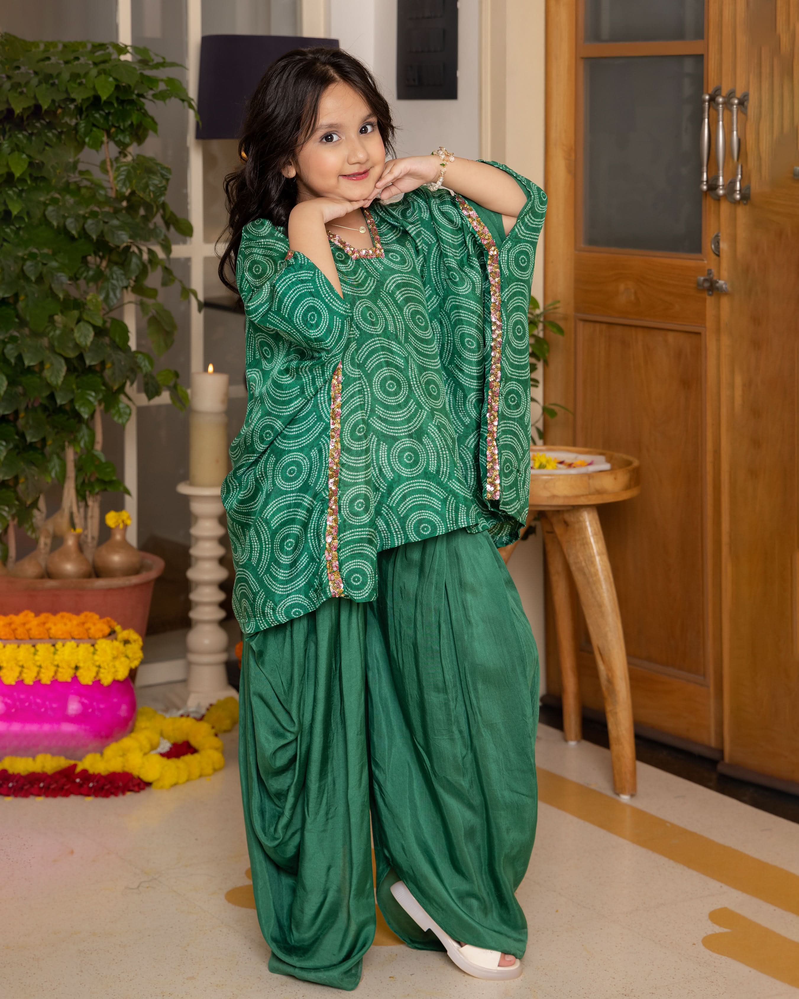 Radha Green Bandhani Muslin Coord Set - Image 3