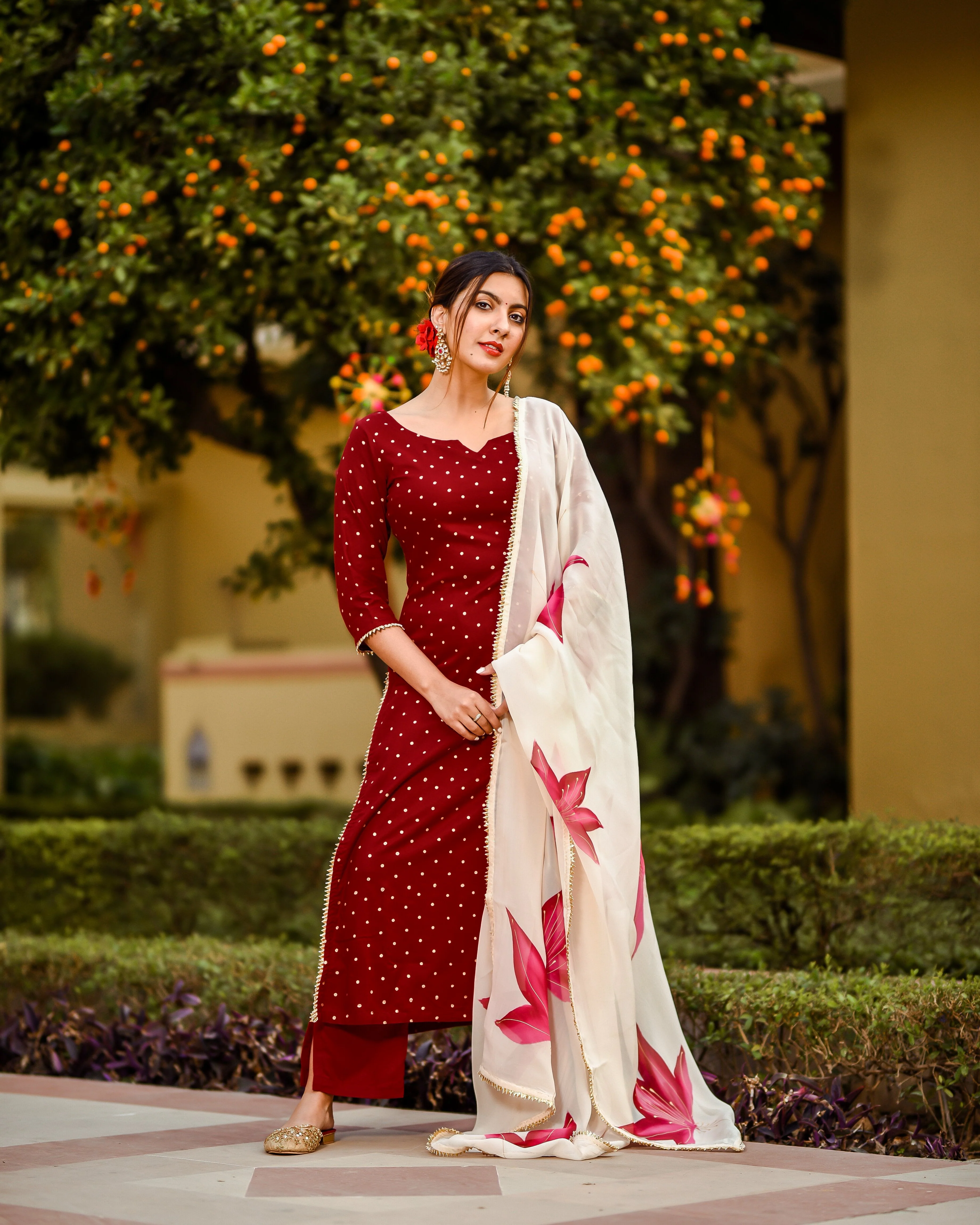 Raspberry Handpainted Suit Set - Image 3