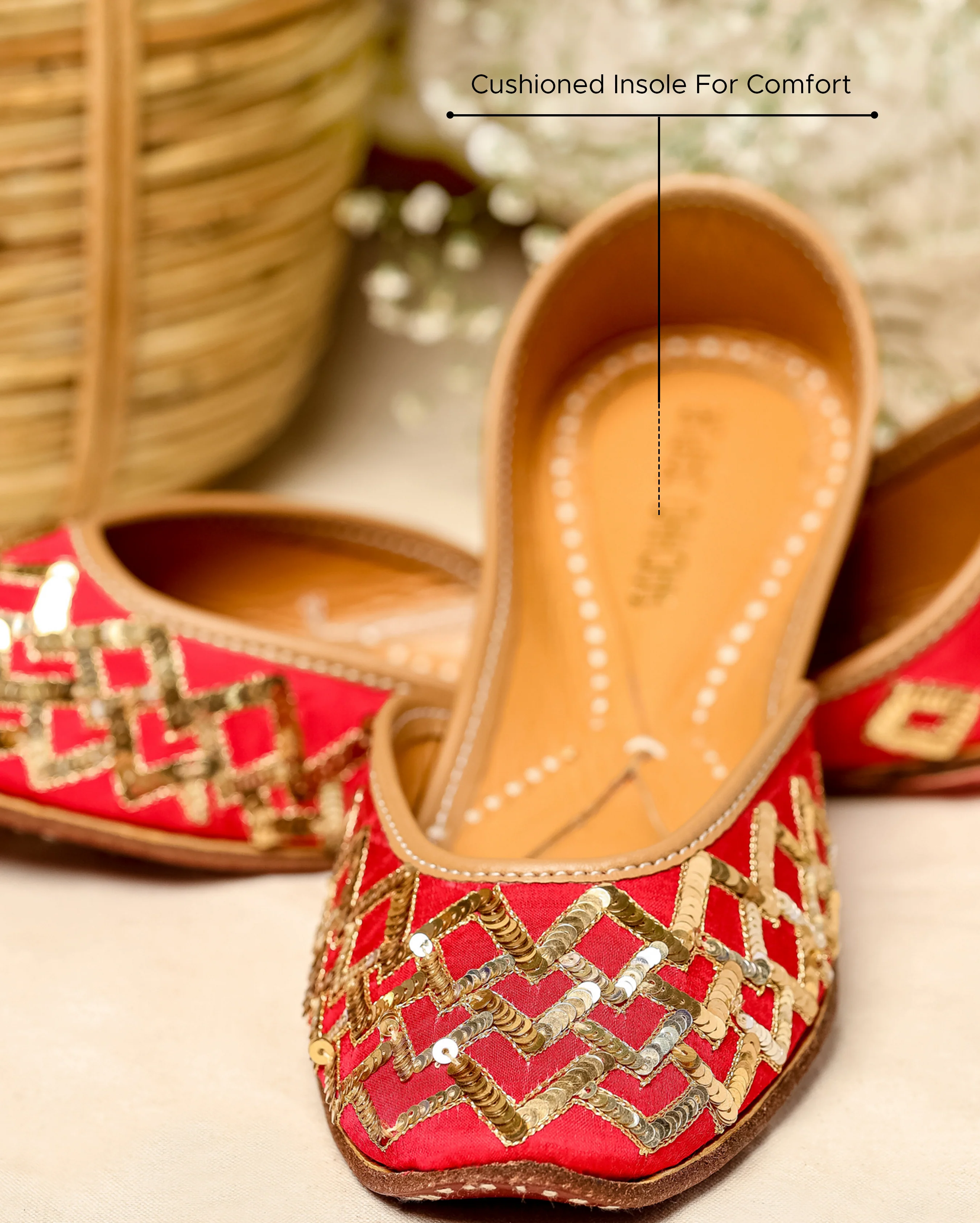 Red Mahogany Handcrafted Jutti - Image 2