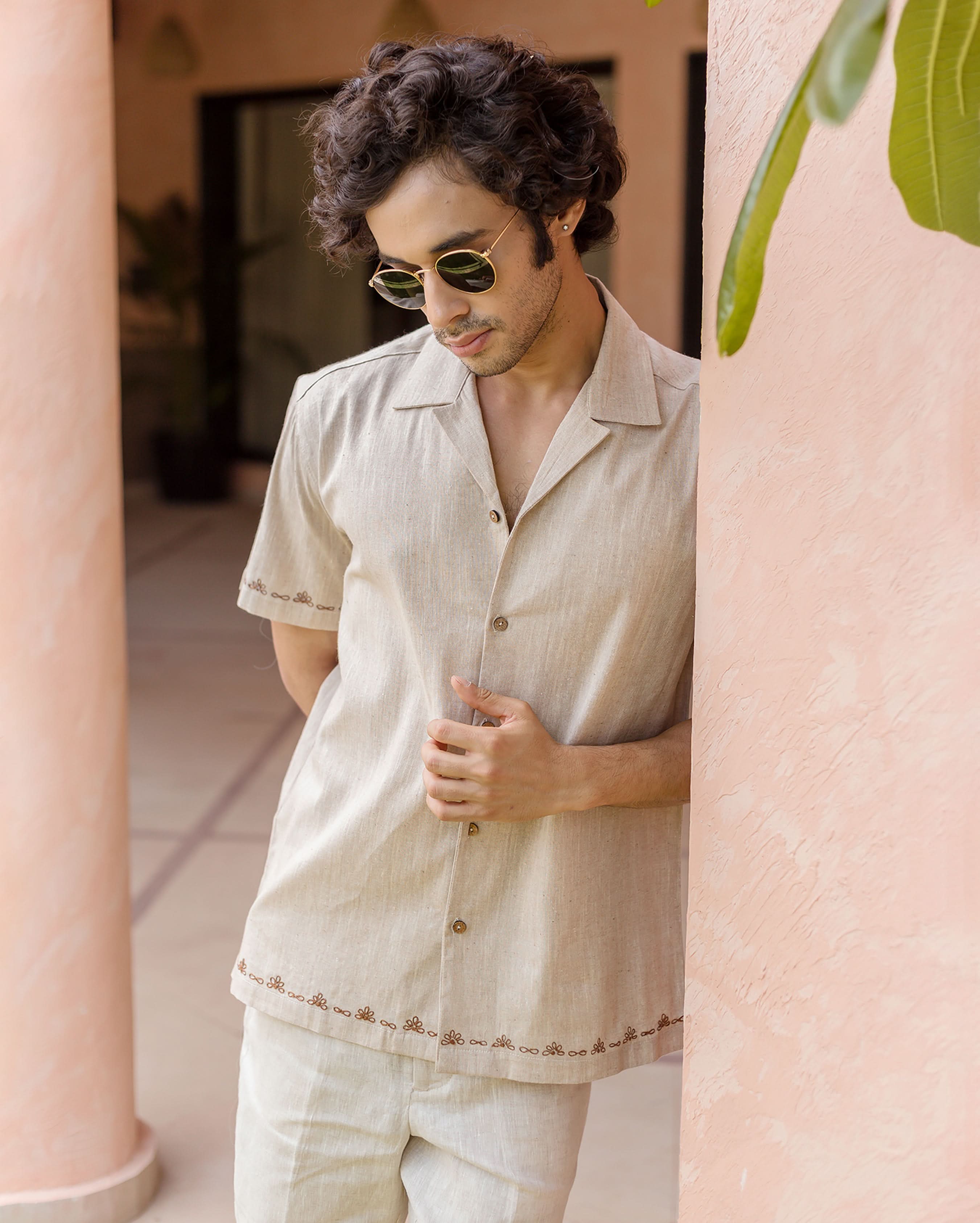 Reed Brown Embroidered Cotton Shirt - Image 6