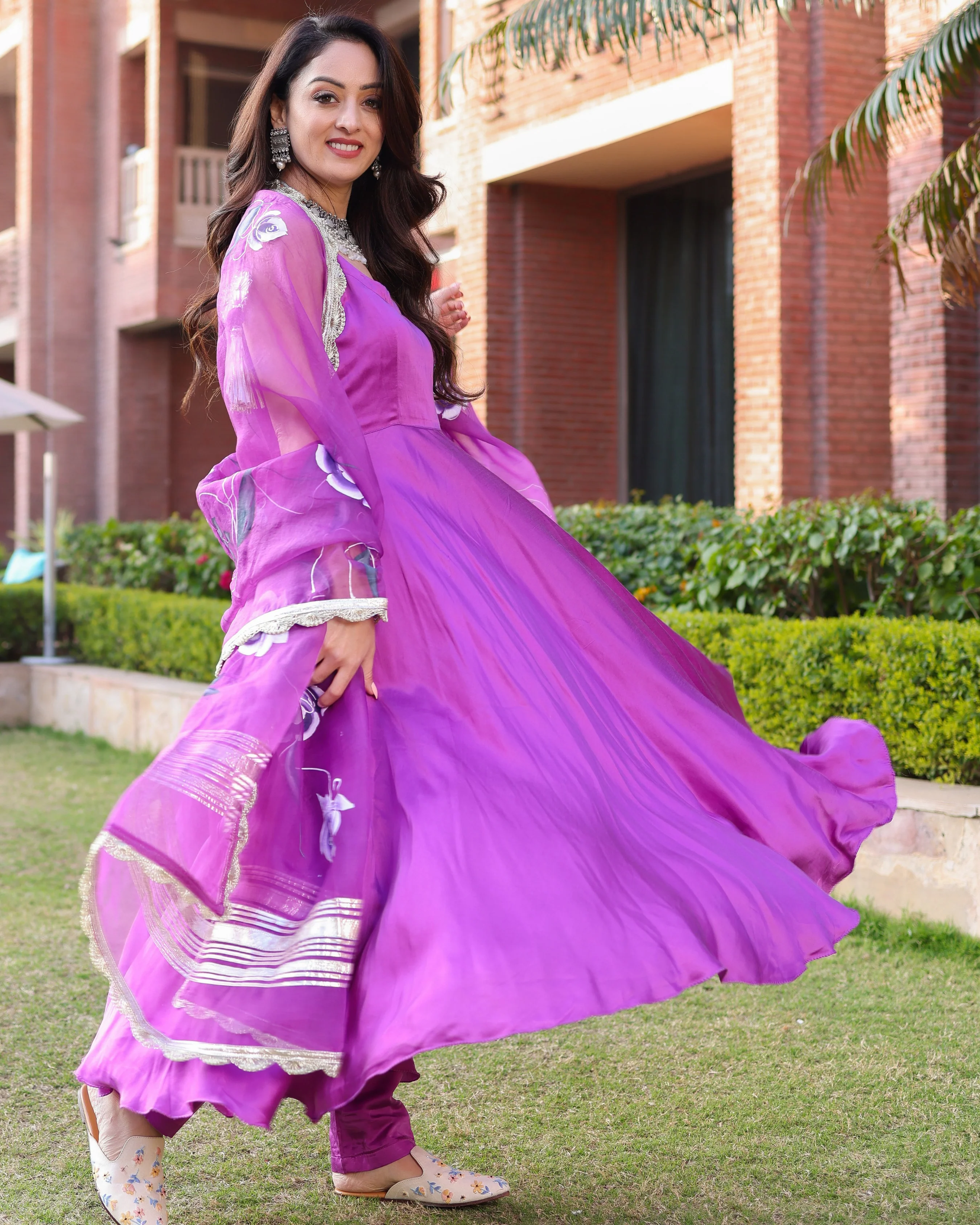 Rose Violet Handpainted Suit Set - Image 6