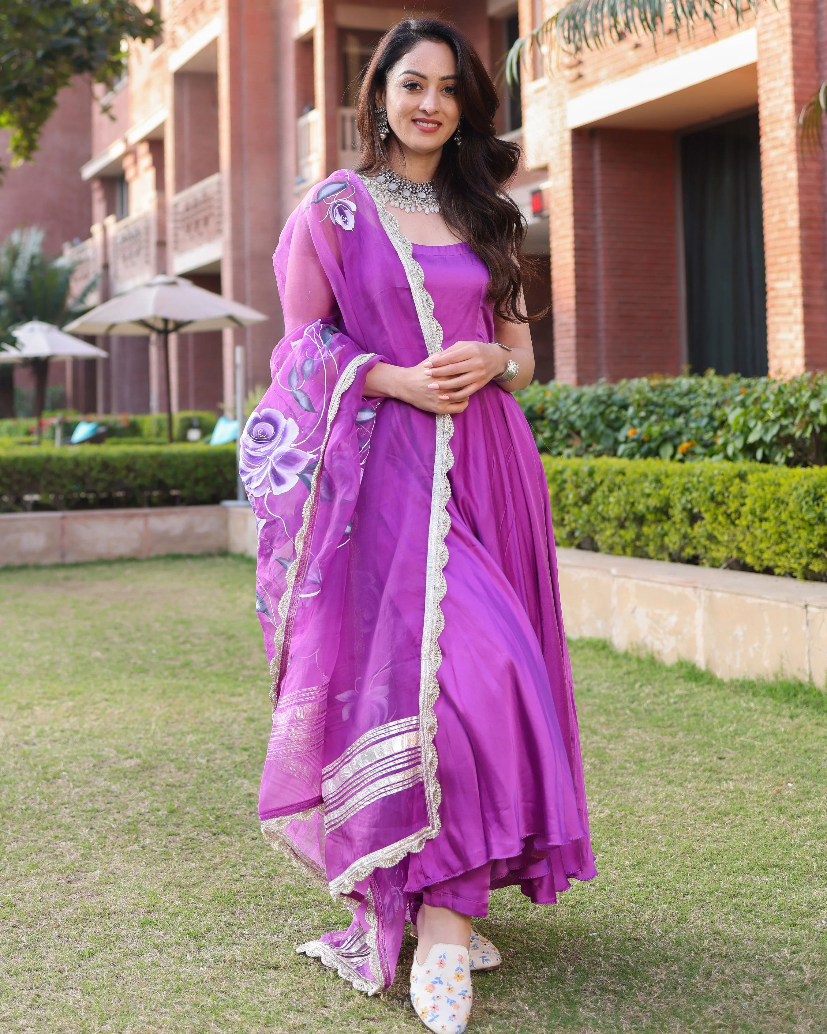 Rose Violet Handpainted Suit Set - Image 9