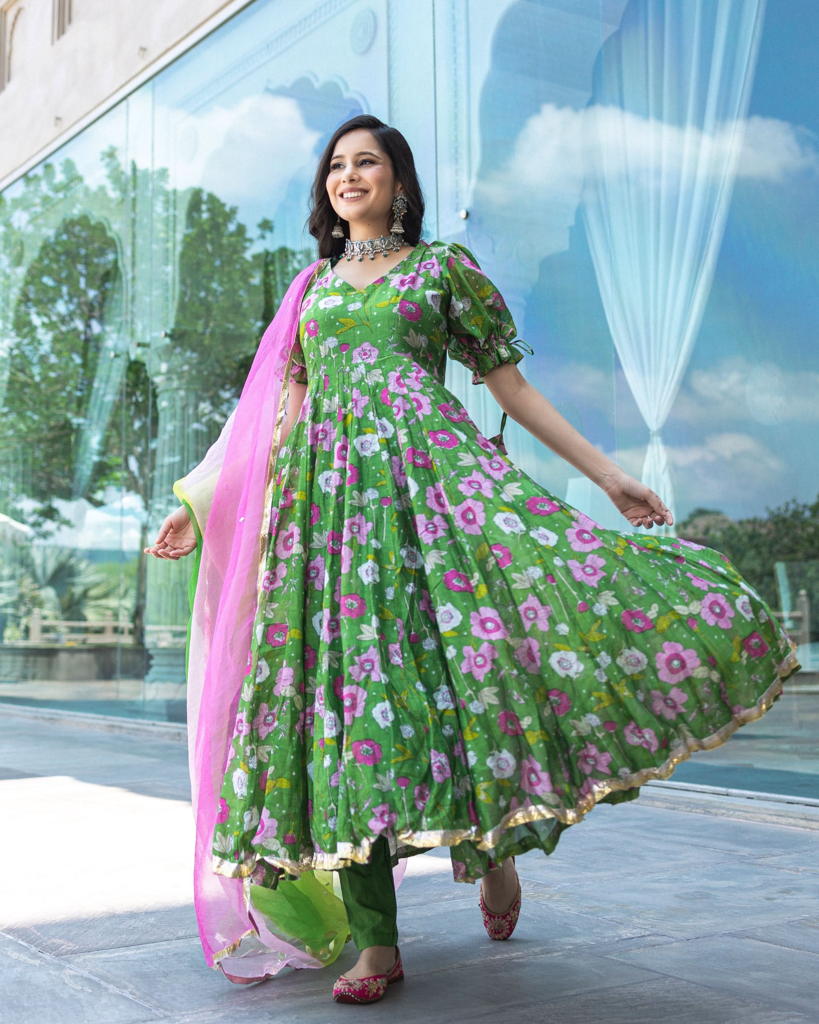 Roxana Chanderi Anarkali Suit Set - Image 3