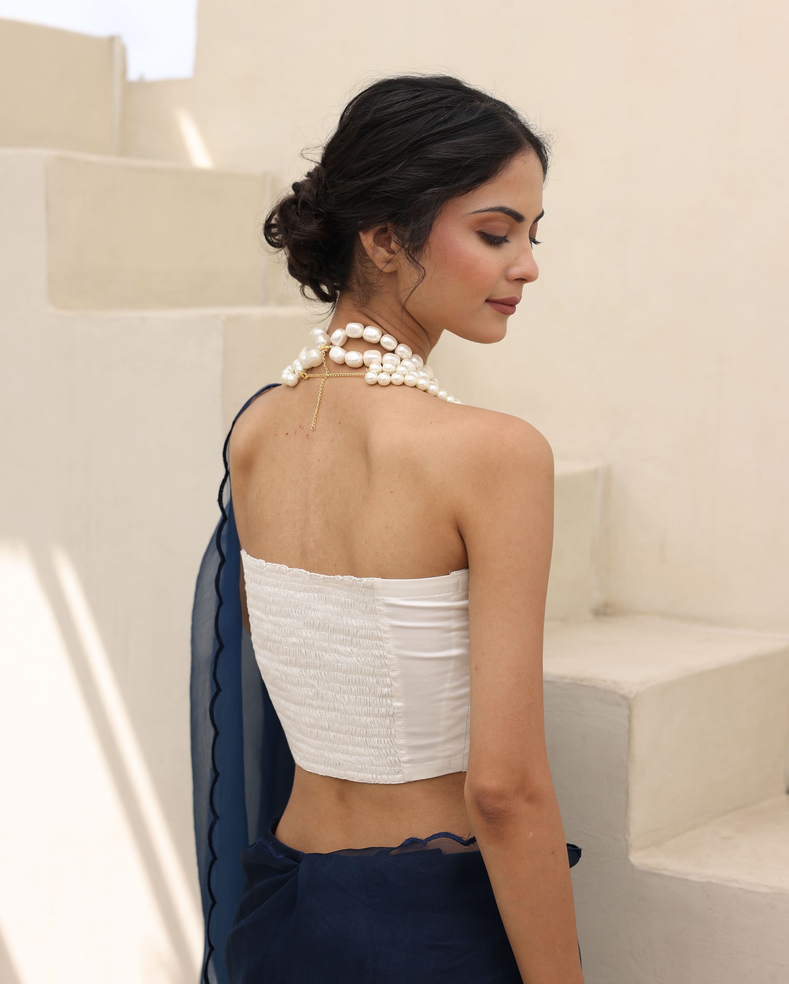Sajni White Satin Blouse - Image 4