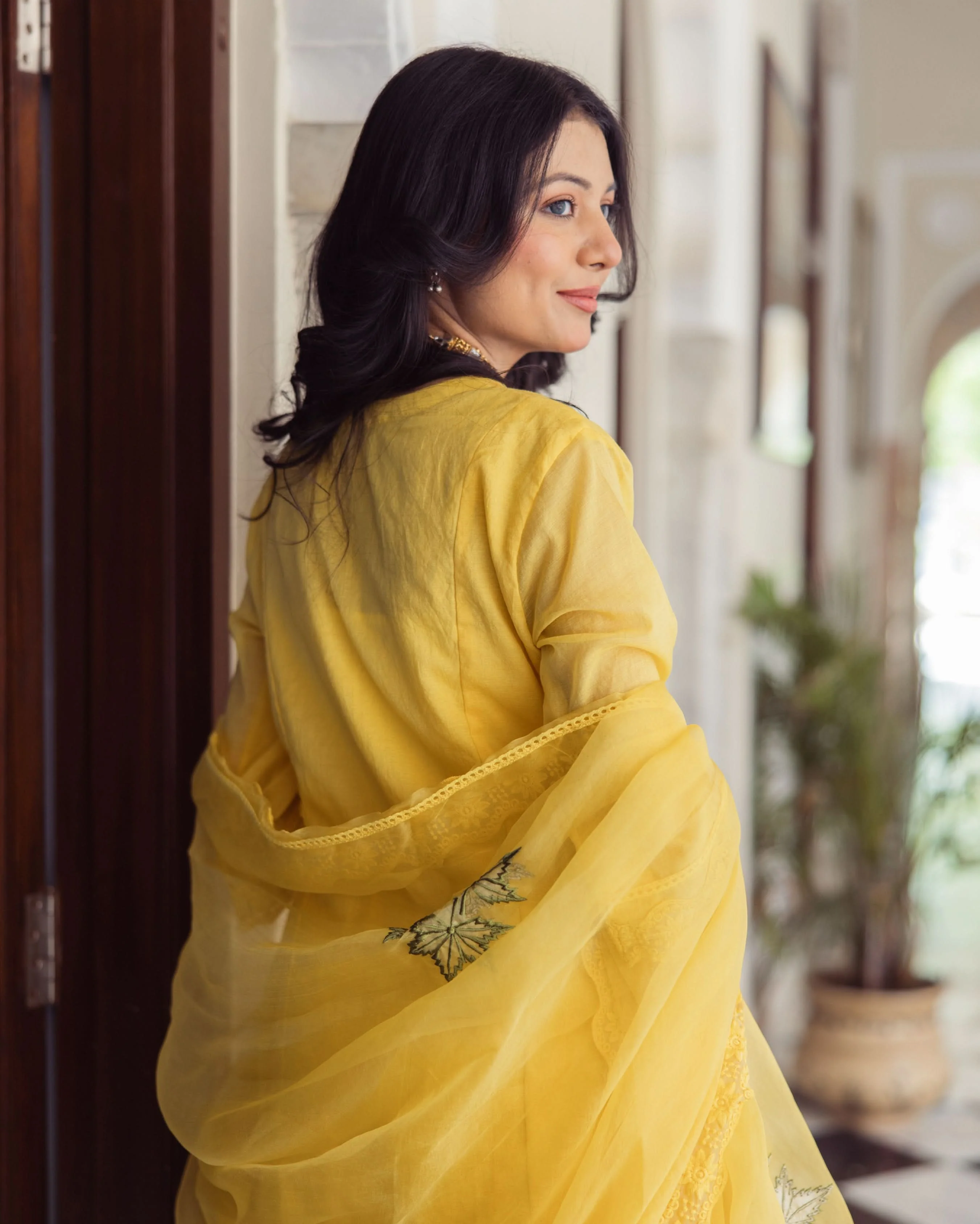 Sakshi Yellow Embroidered Chanderi Suit Set - Image 7