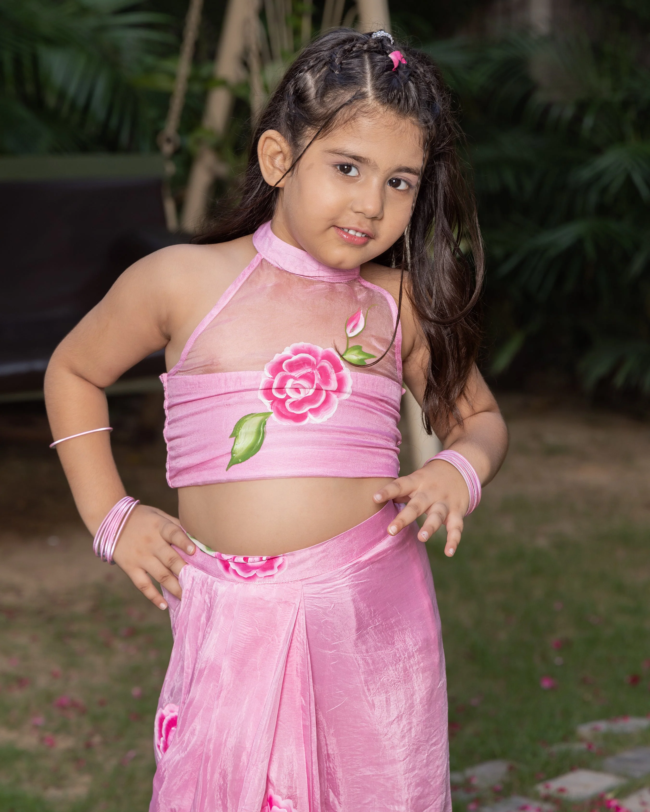 Sakura Light Pink Handpainted Silk Coord Set - Image 3