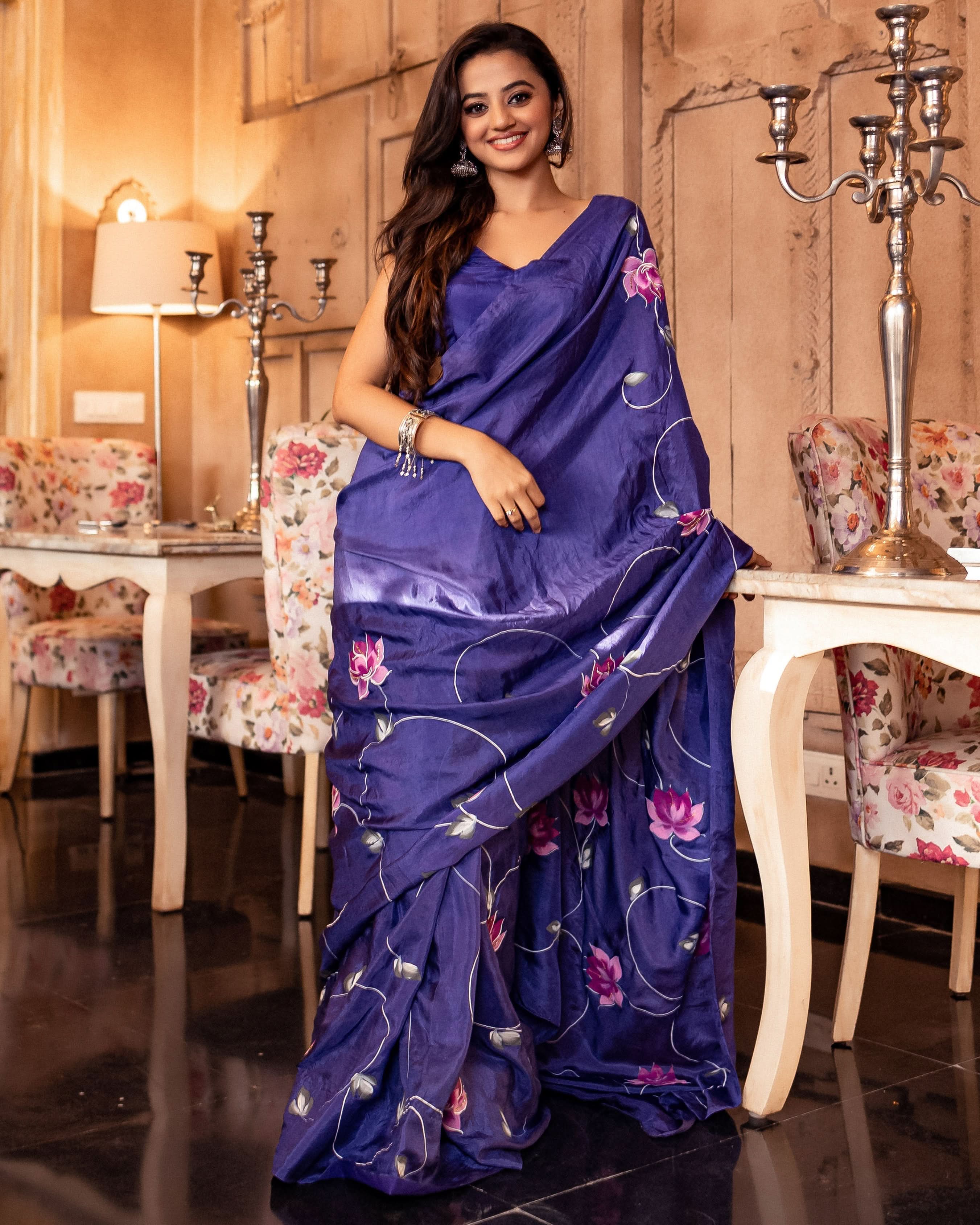 Sarang Handpainted Silk Saree - Image 4
