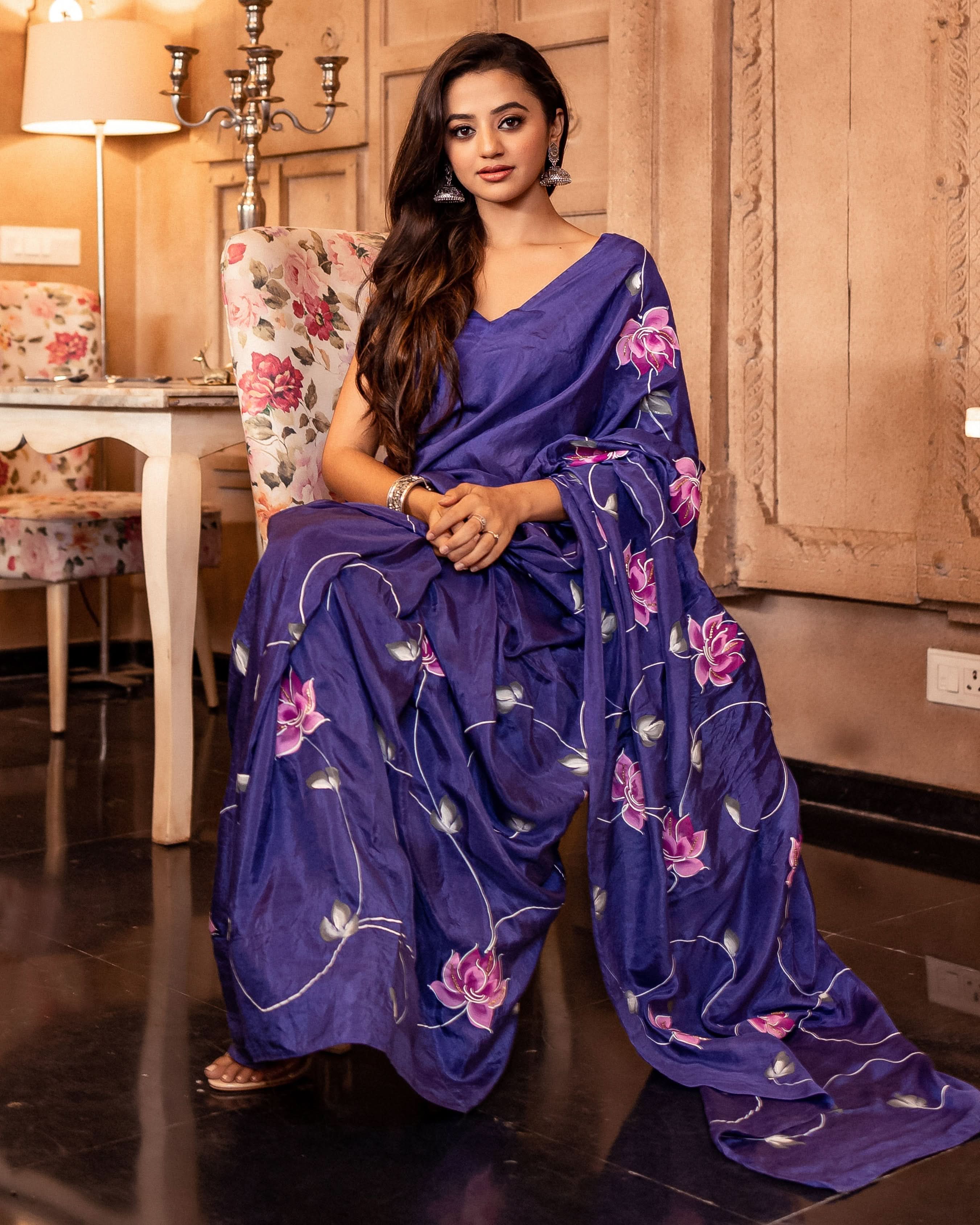 Sarang Handpainted Silk Saree - Image 5