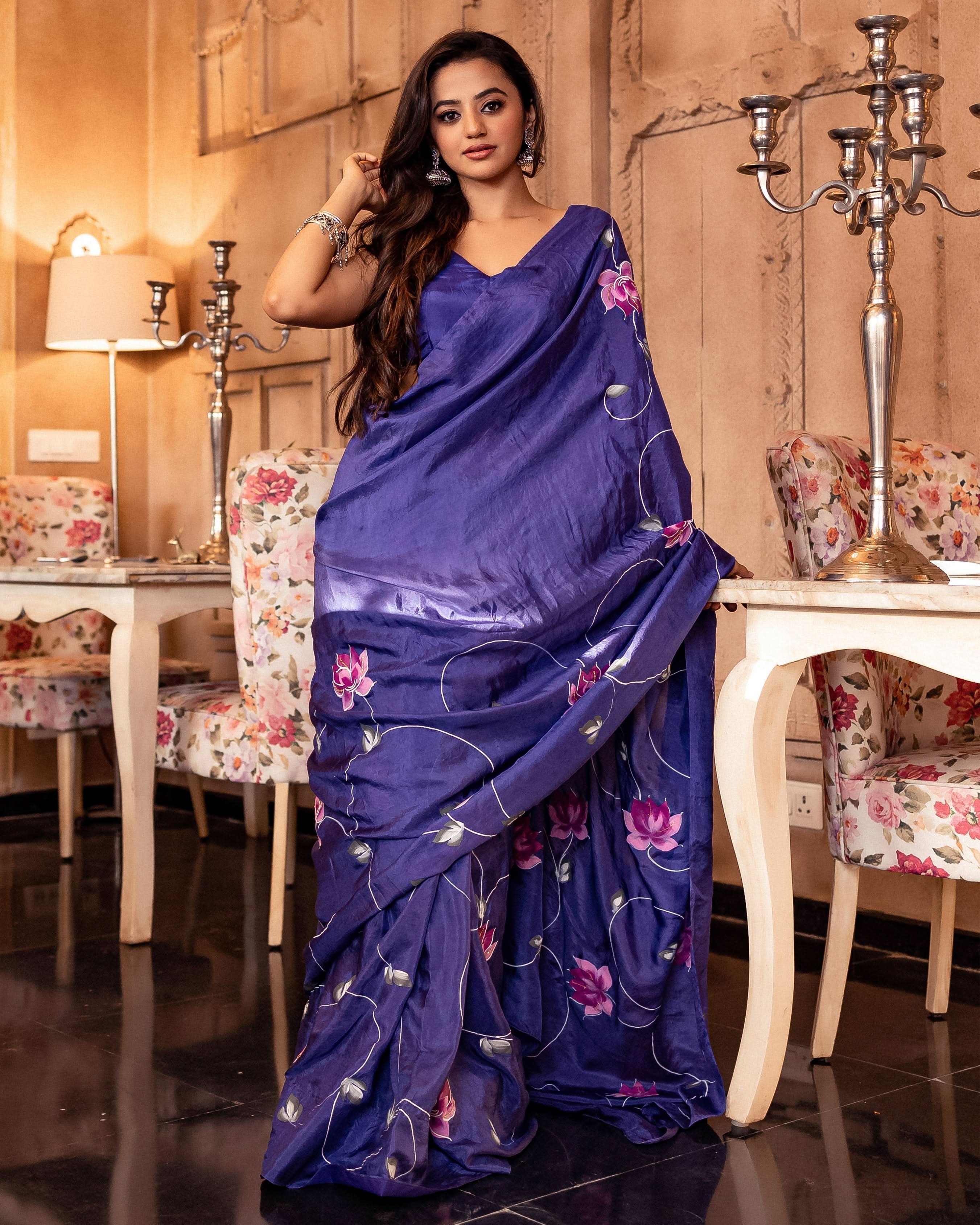 Sarang Handpainted Silk Saree - Image 7